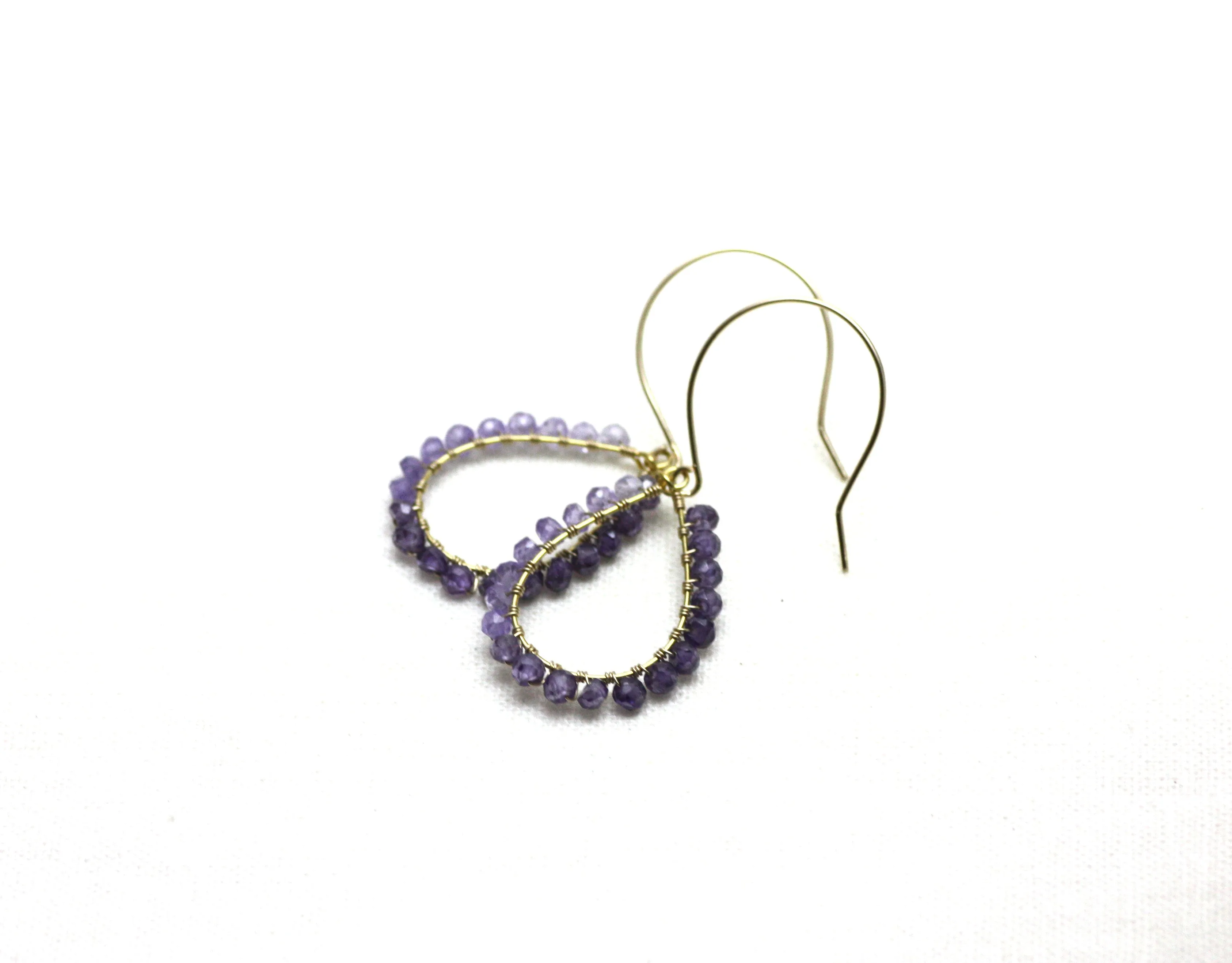 Amethyst Wire Wrapped Teardrop Earrings