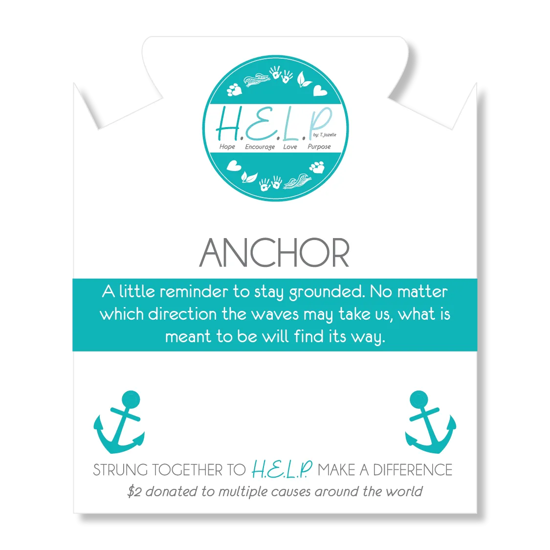 Anchor Charm with Green Yellow Jade Charity Bracelet