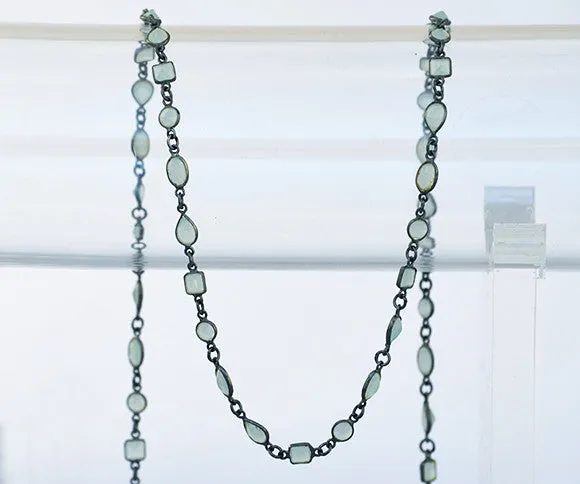 Aqua Chalcedony long  station necklace - March Birthstone