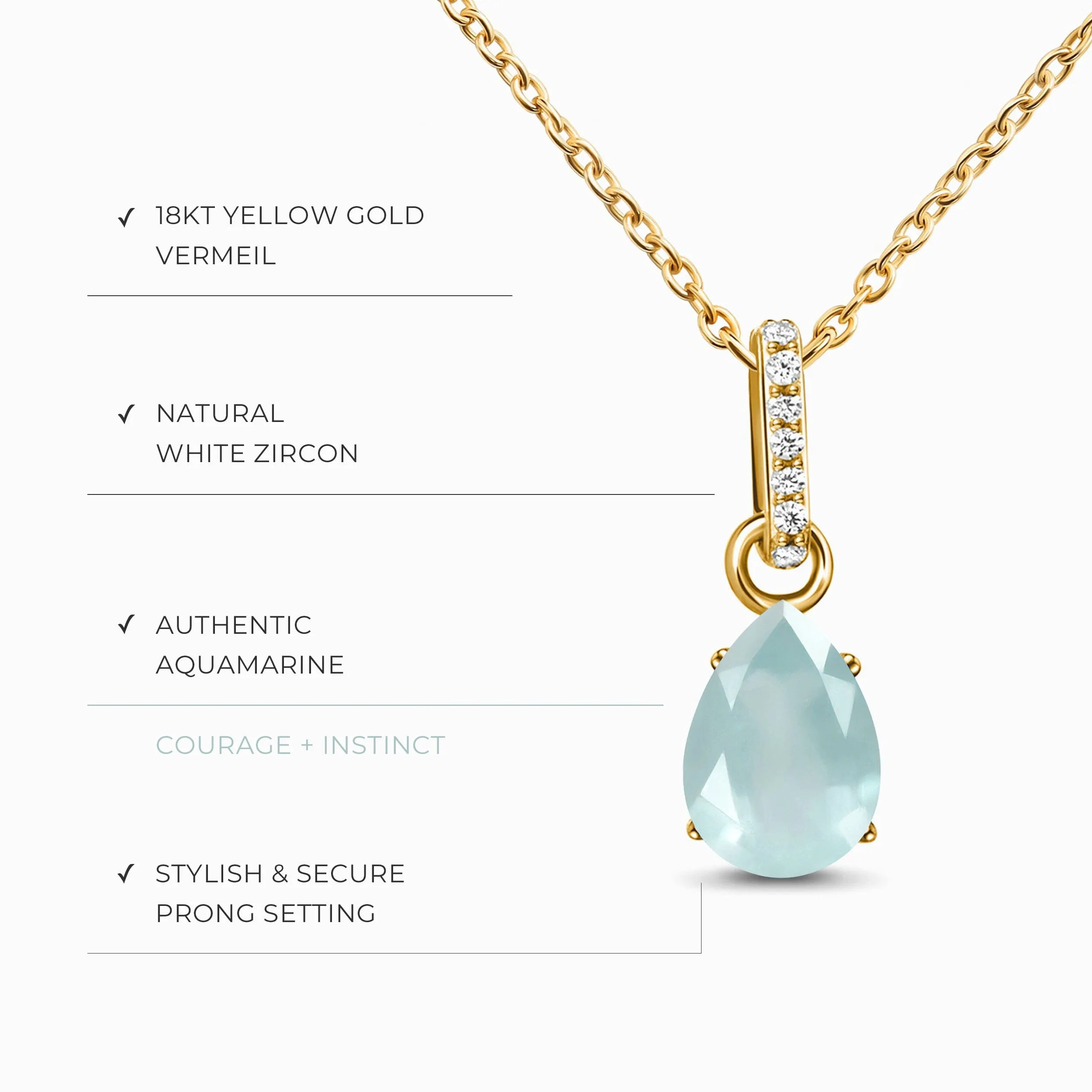 Aquamarine Birthstone Sway Necklace & Herringbone Chain