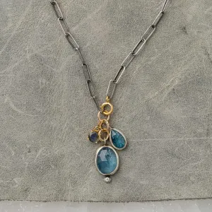 Aquamarine Duo Necklace with Labradorite