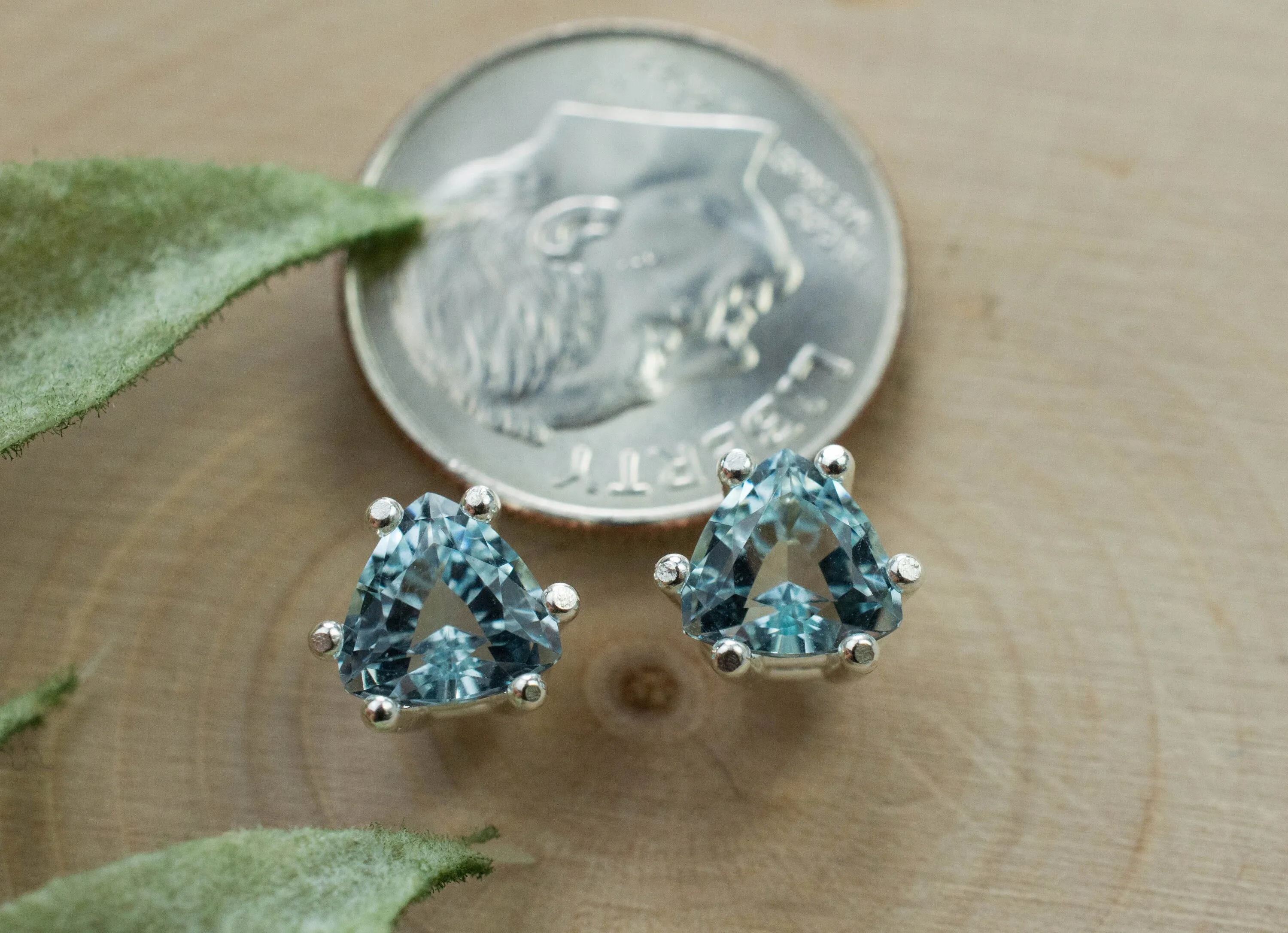 Aquamarine Earrings; Genuine Untreated Mozambique Aquamarine; 1.510cts