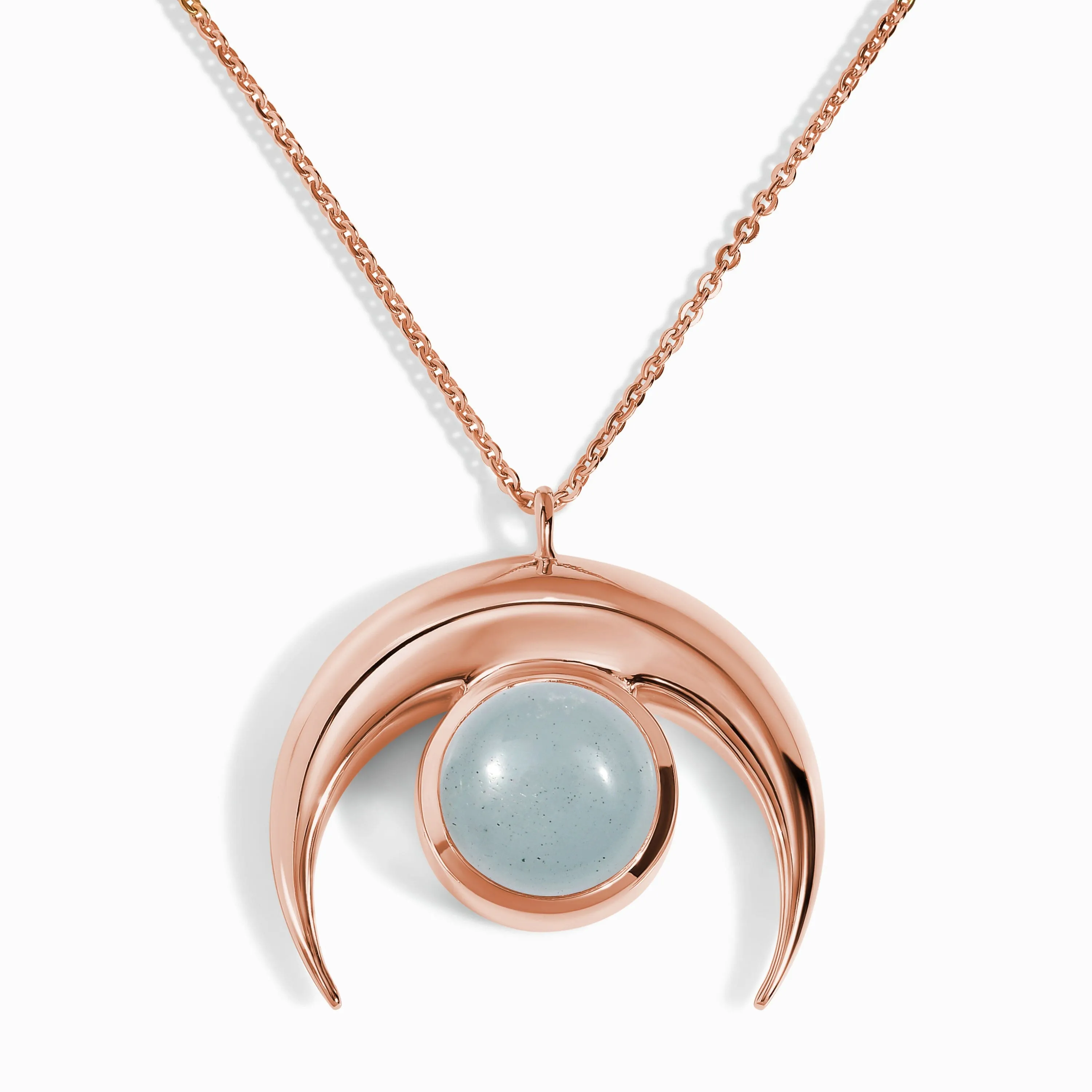Aquamarine Necklace - Crescent Moon