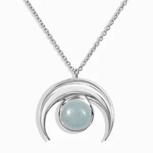 Aquamarine Necklace - Crescent Moon