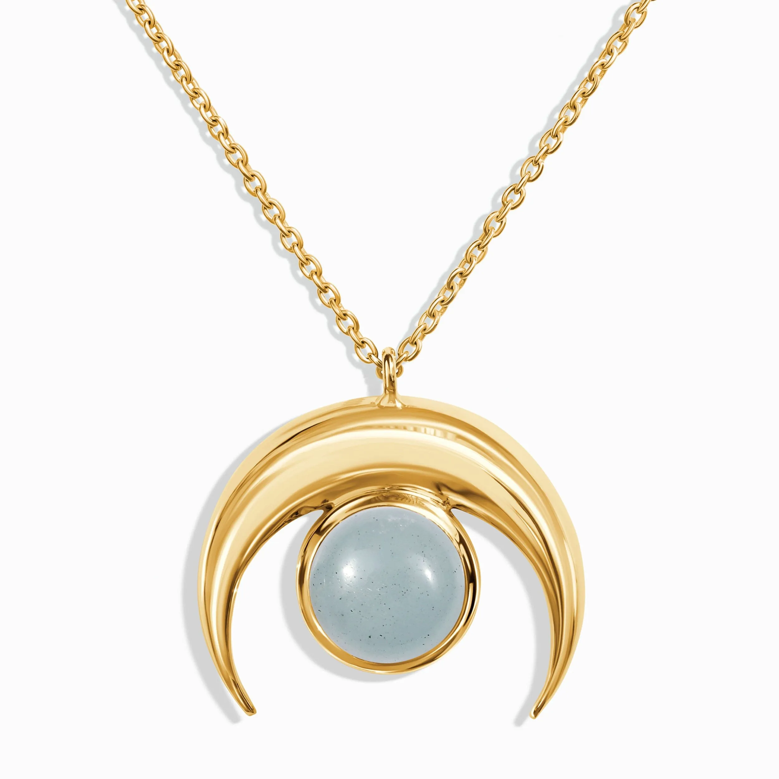 Aquamarine Necklace - Crescent Moon
