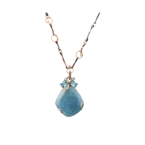 Aquamarine Slice Necklace With Chain