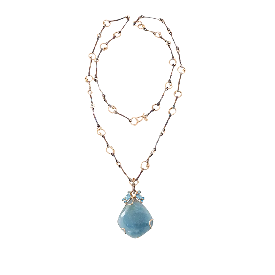 Aquamarine Slice Necklace With Chain