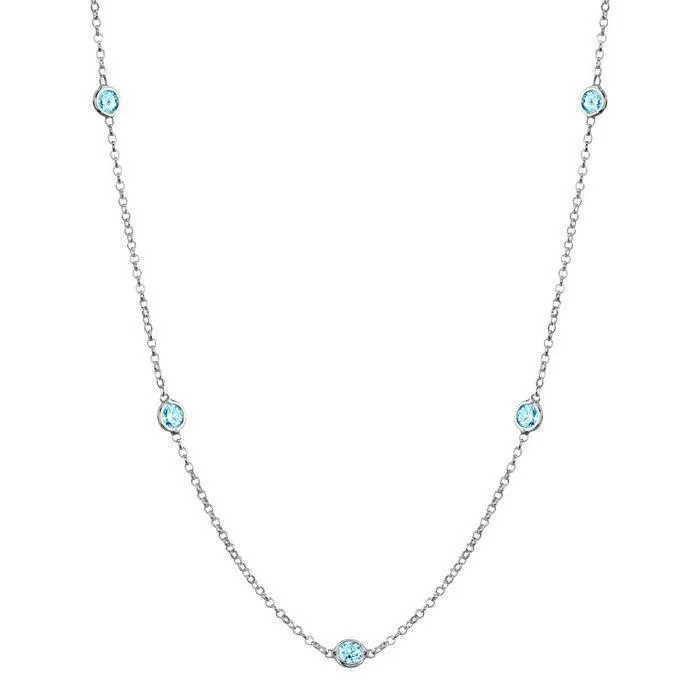 Aquamarine Station Necklace