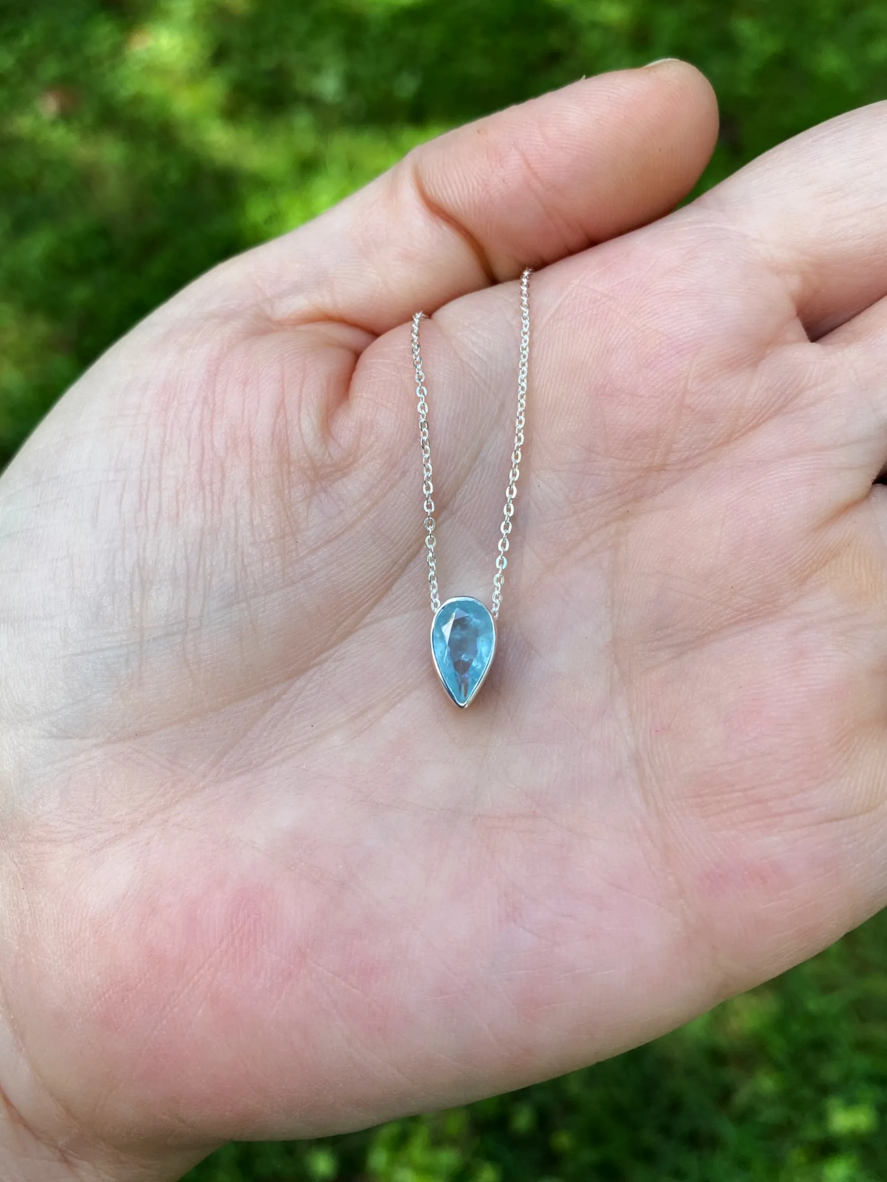 Aquamarine Teardrop Necklace