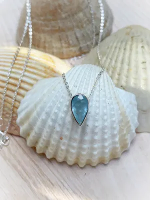 Aquamarine Teardrop Necklace