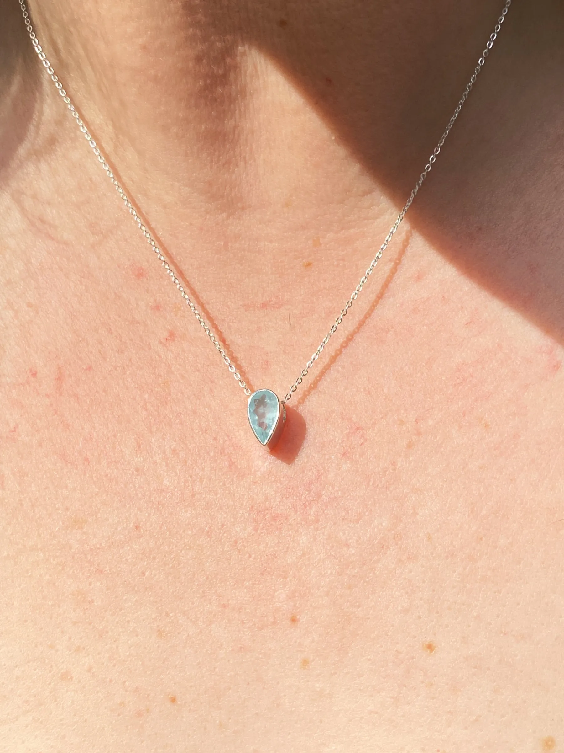 Aquamarine Teardrop Necklace