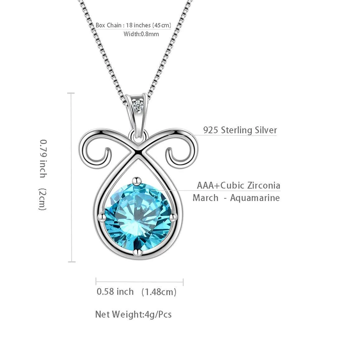 Aries Zodiac Necklace March Birthstone Pendant Women Girls Jewelry Birthday Gift Women Girls Jewelry Birthday Gift