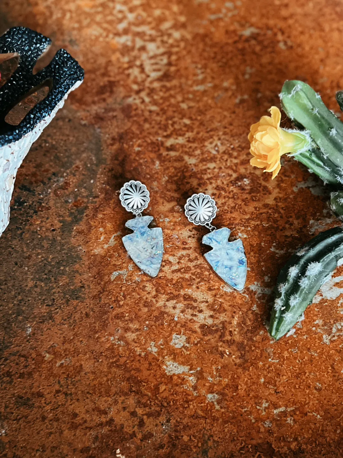 Arrowhead Gemstone Post Earrings
