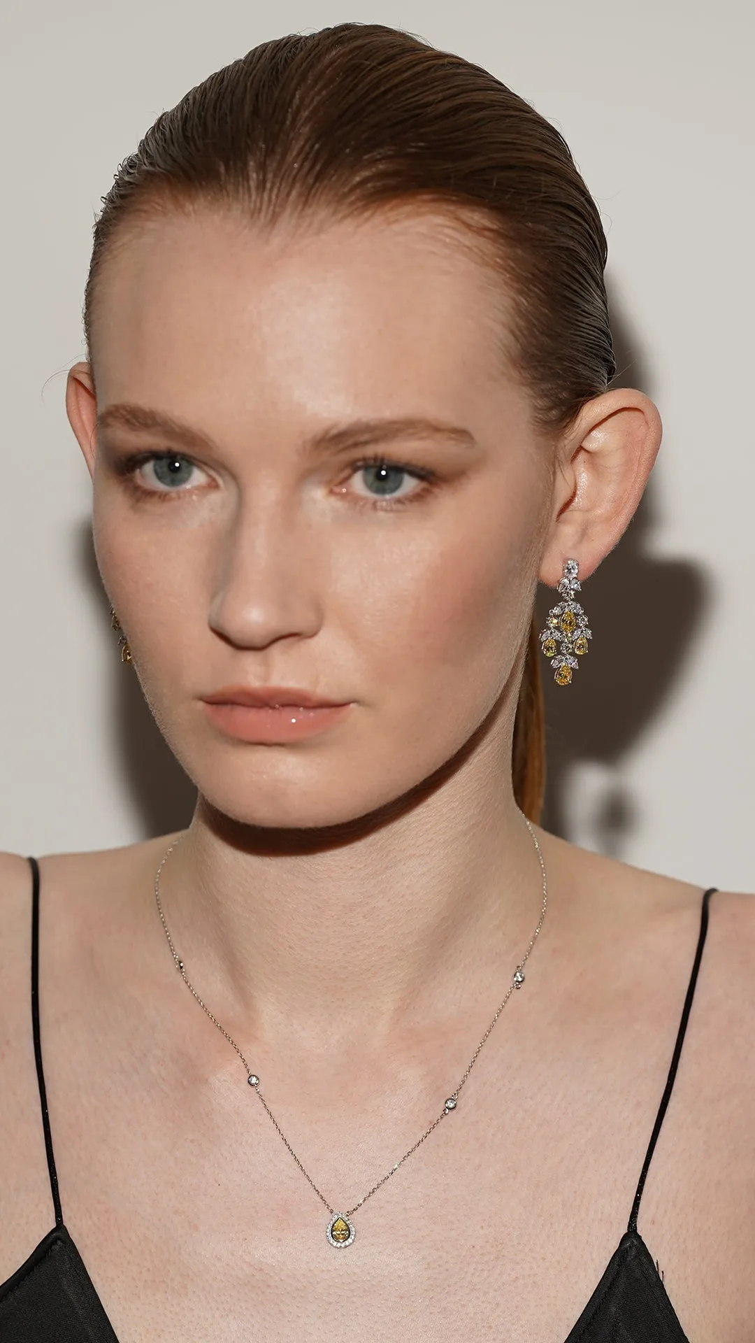 Aster Canary Chandelier Earrings White Gold Plated