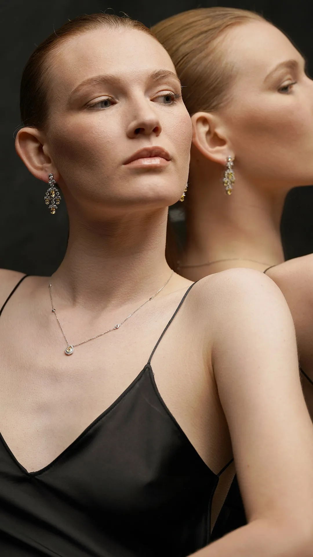 Aster Canary Chandelier Earrings White Gold Plated