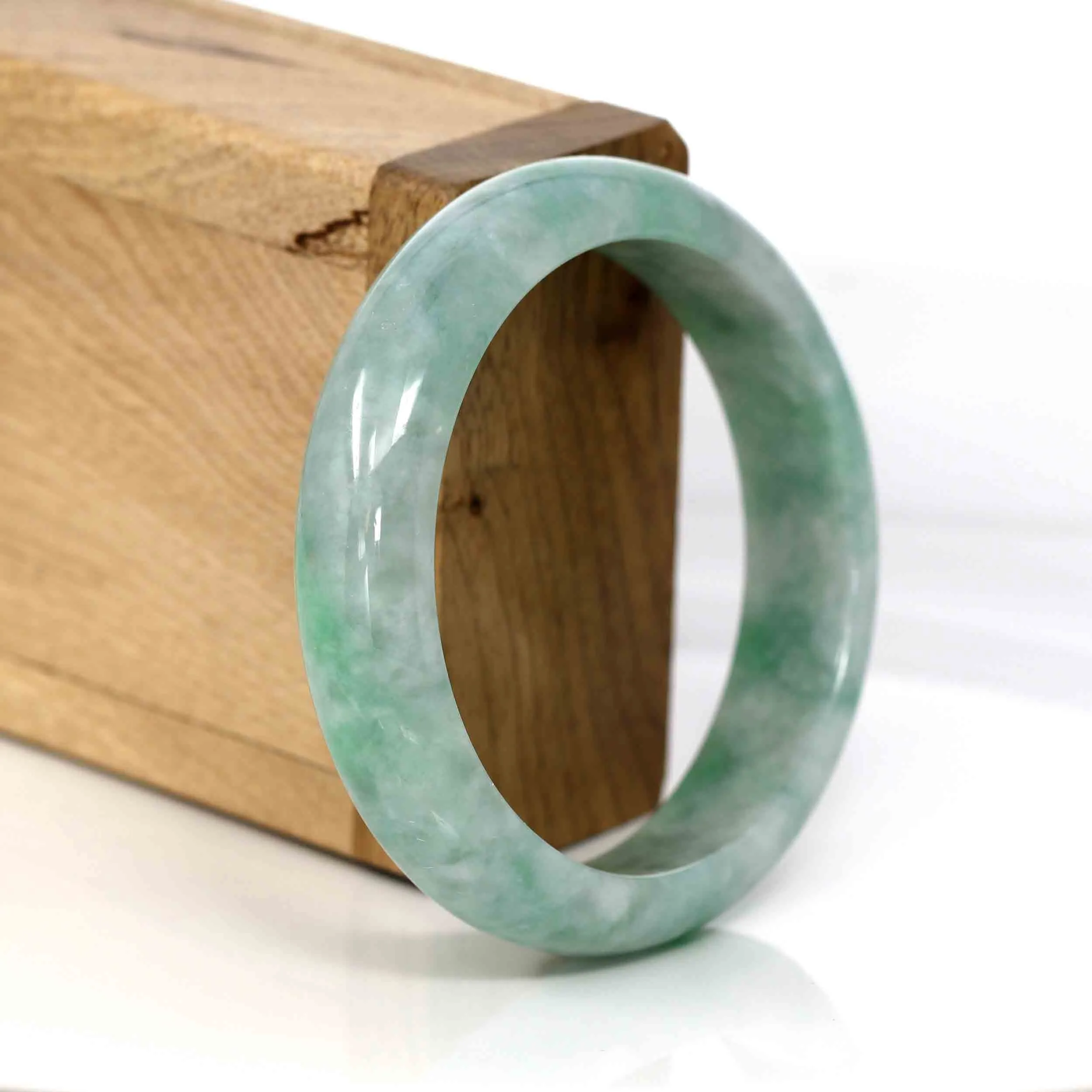 Baikalla Classic Green Natural Jadeite Jade Bangle (56.54 mm) #568