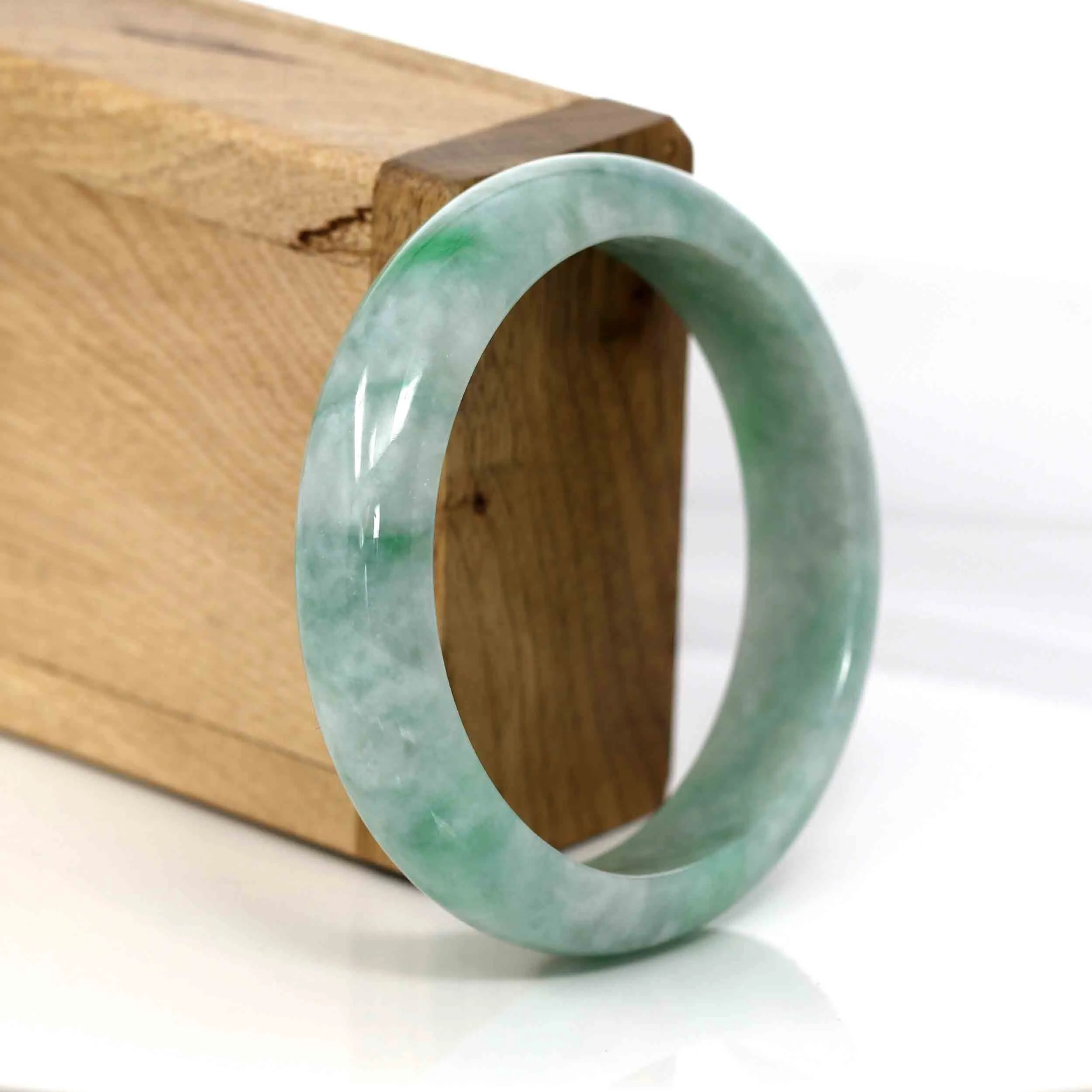 Baikalla Classic Green Natural Jadeite Jade Bangle (56.54 mm) #568