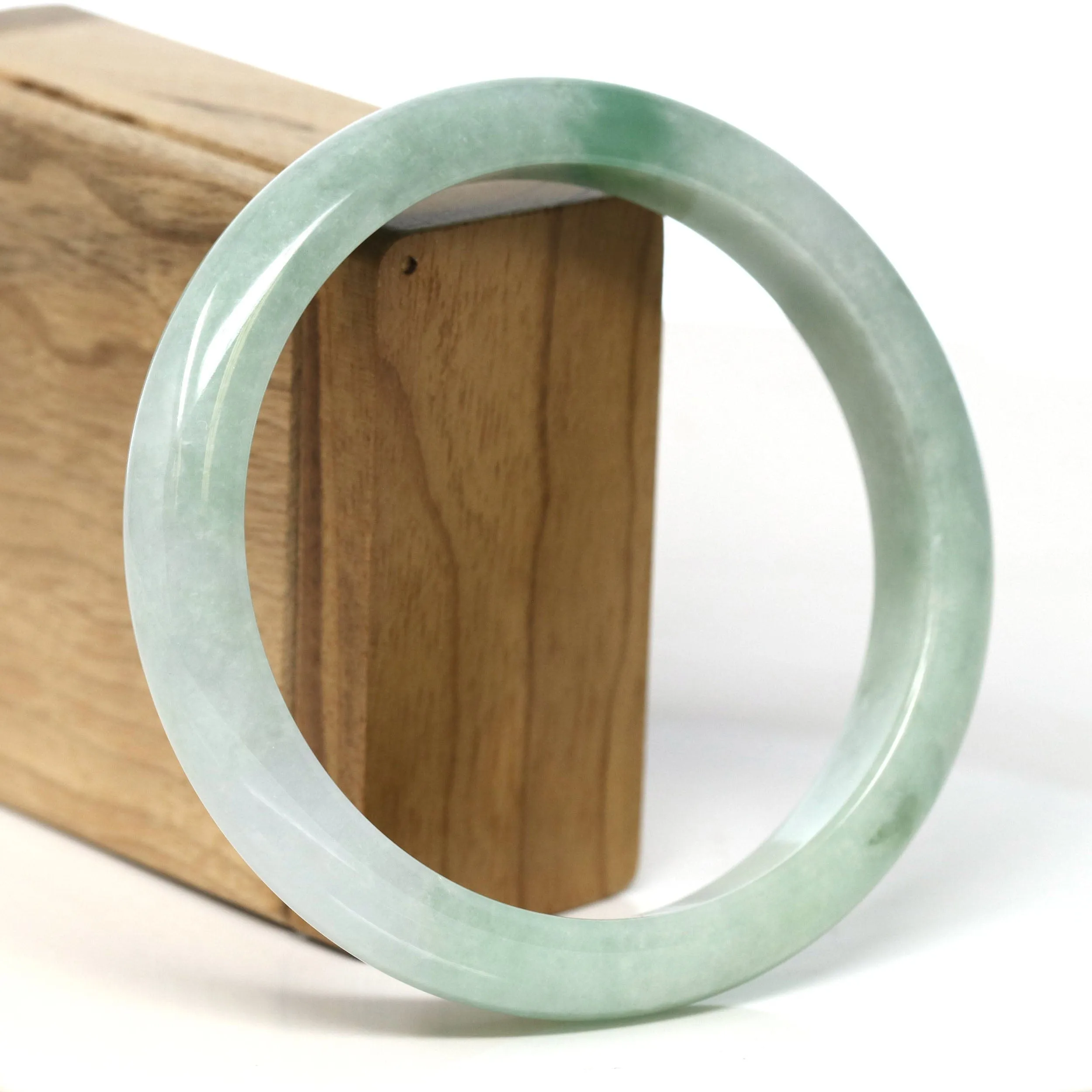 Baikalla Natural Burmese Green Jadeite Jade Bangle Bracelet (66.44mm) #T313