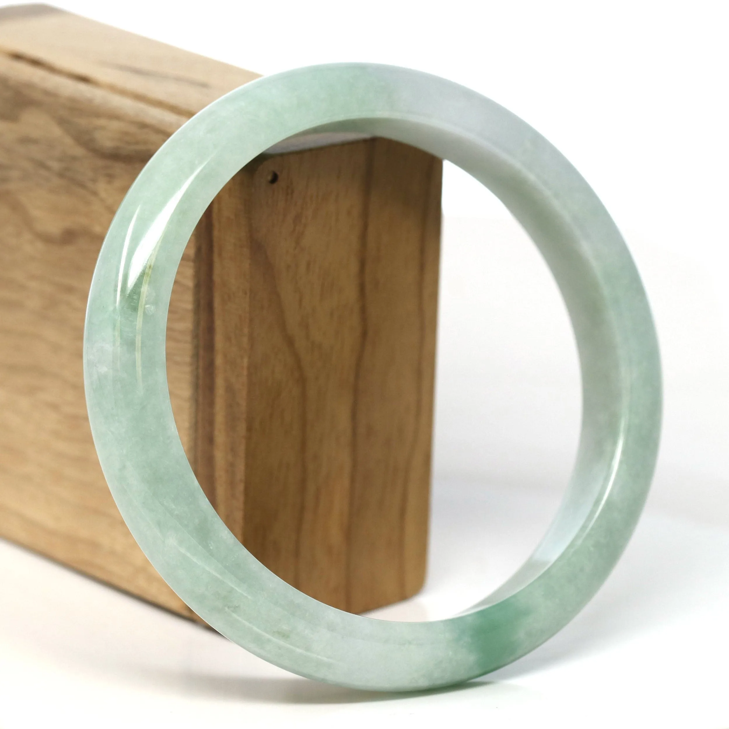 Baikalla Natural Burmese Green Jadeite Jade Bangle Bracelet (66.44mm) #T313