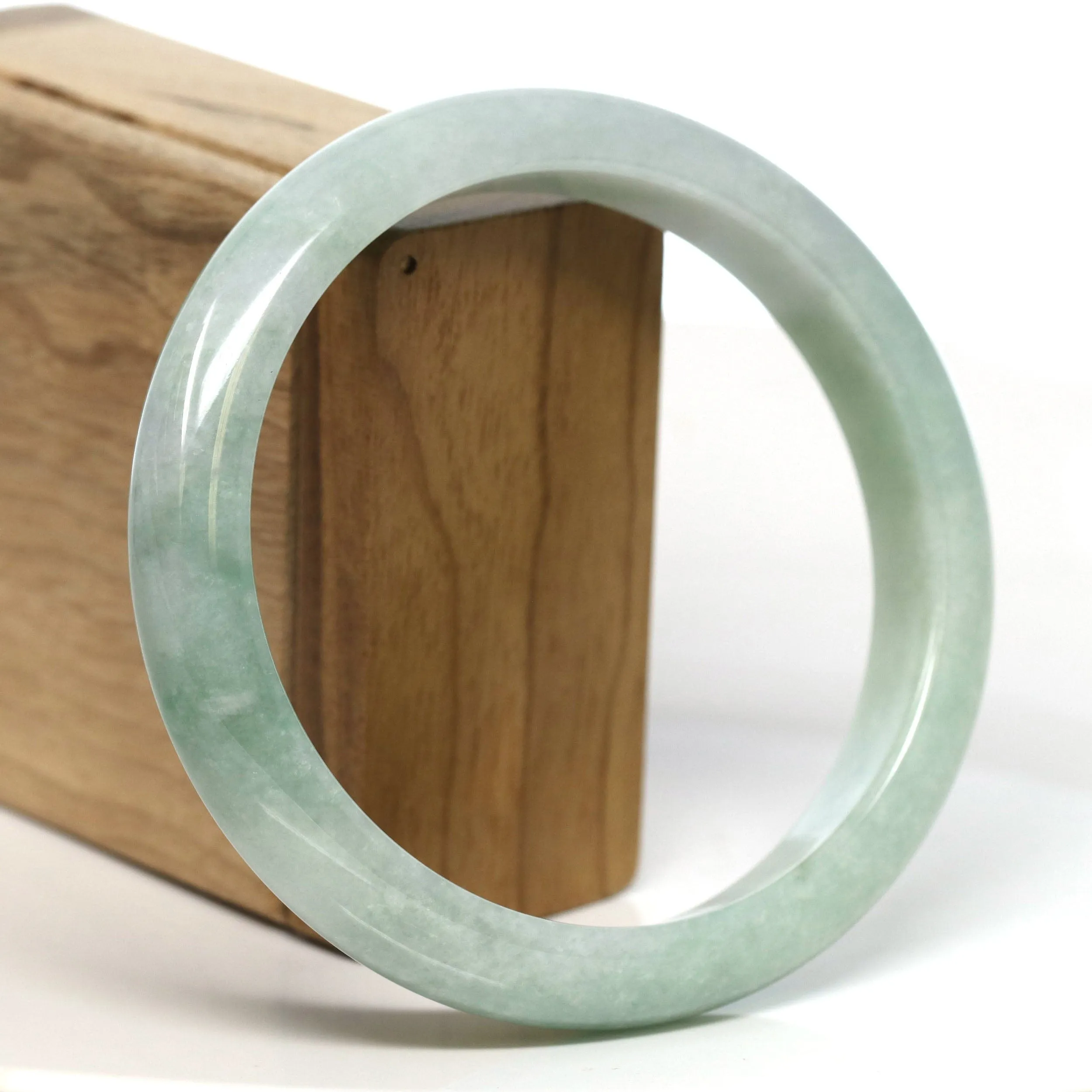 Baikalla Natural Burmese Green Jadeite Jade Bangle Bracelet (66.44mm) #T313