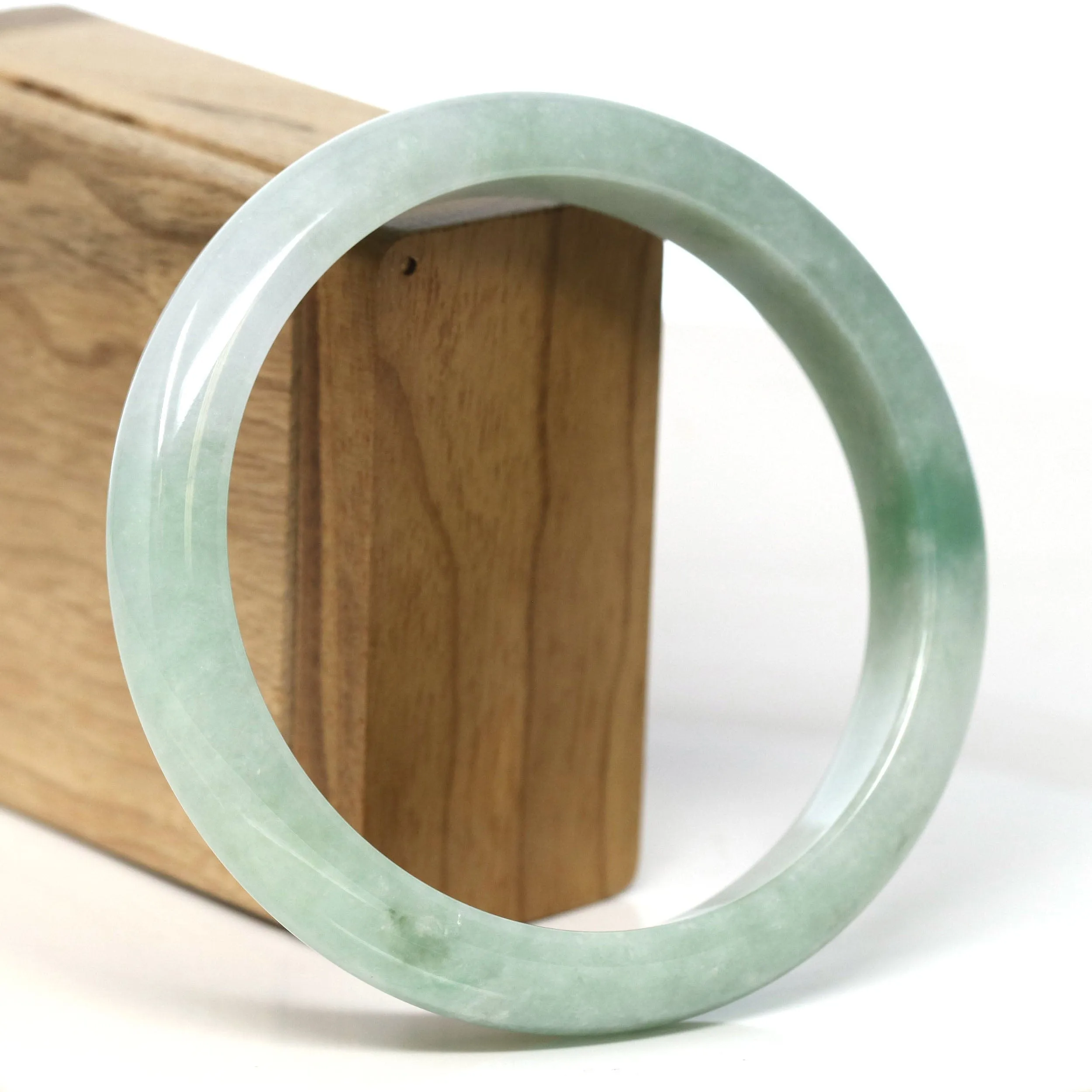 Baikalla Natural Burmese Green Jadeite Jade Bangle Bracelet (66.44mm) #T313