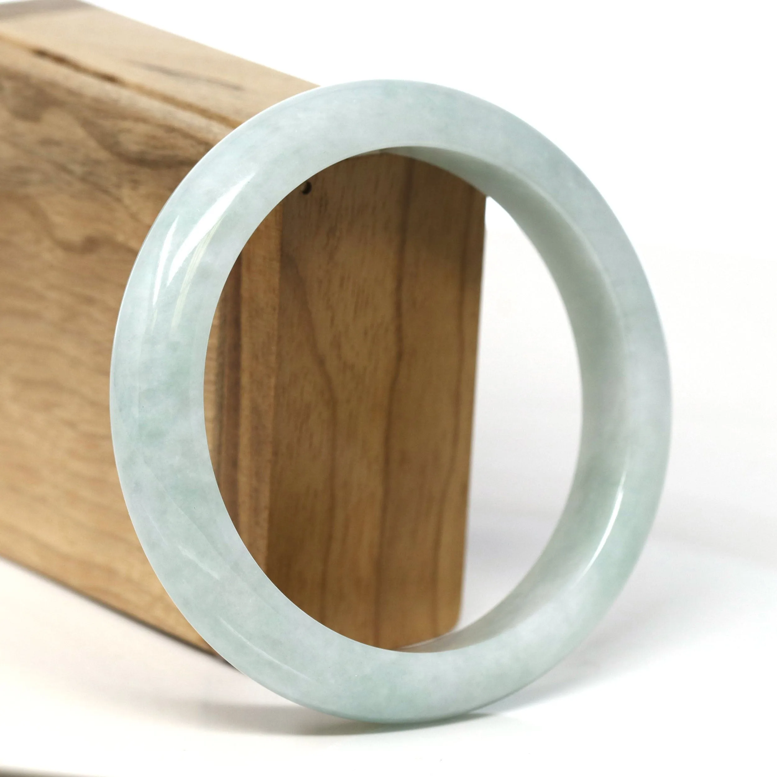 Baikalla Natural Burmese Light Green Jadeite Jade Bangle Bracelet (62.21mm) #T301