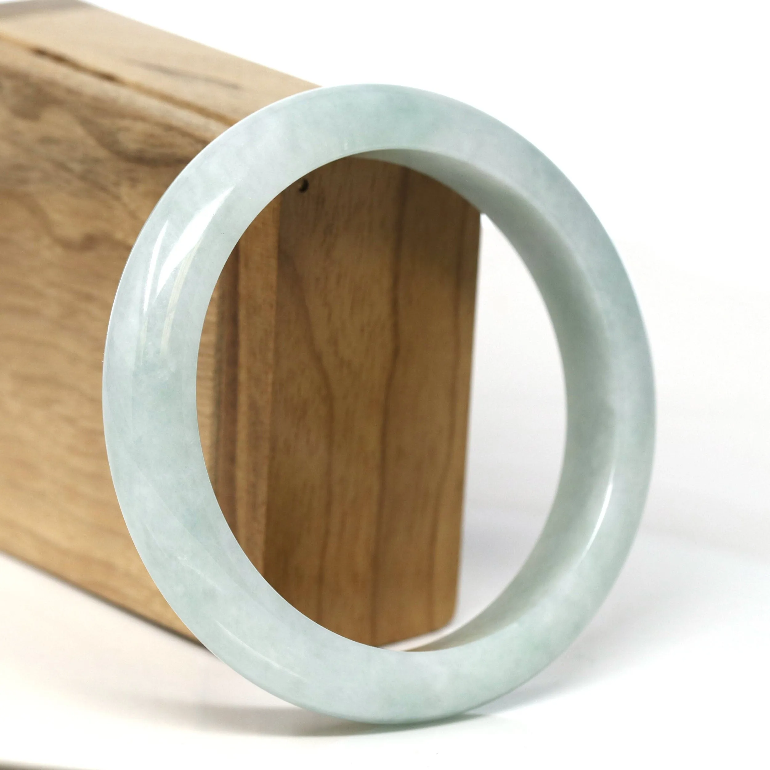 Baikalla Natural Burmese Light Green Jadeite Jade Bangle Bracelet (62.21mm) #T301