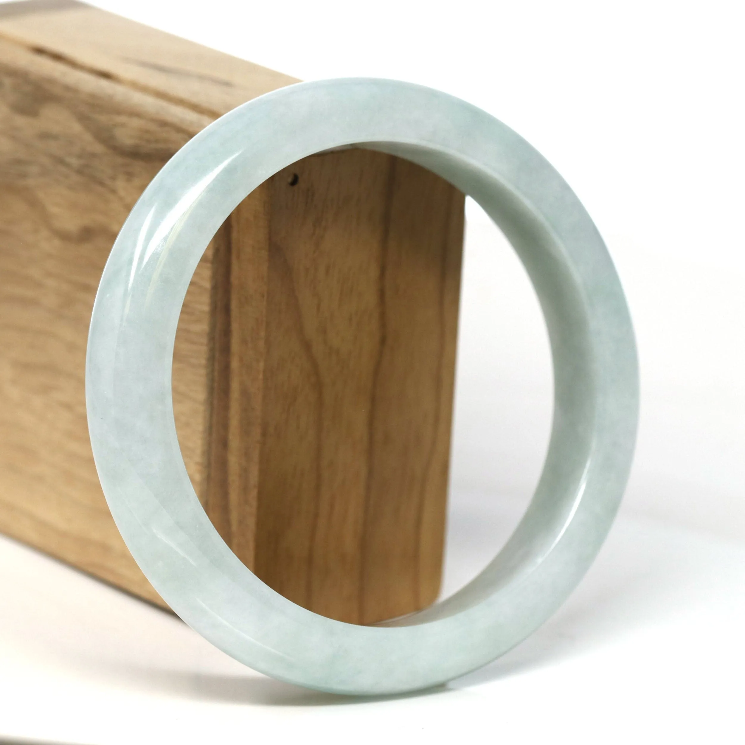Baikalla Natural Burmese Light Green Jadeite Jade Bangle Bracelet (62.21mm) #T301