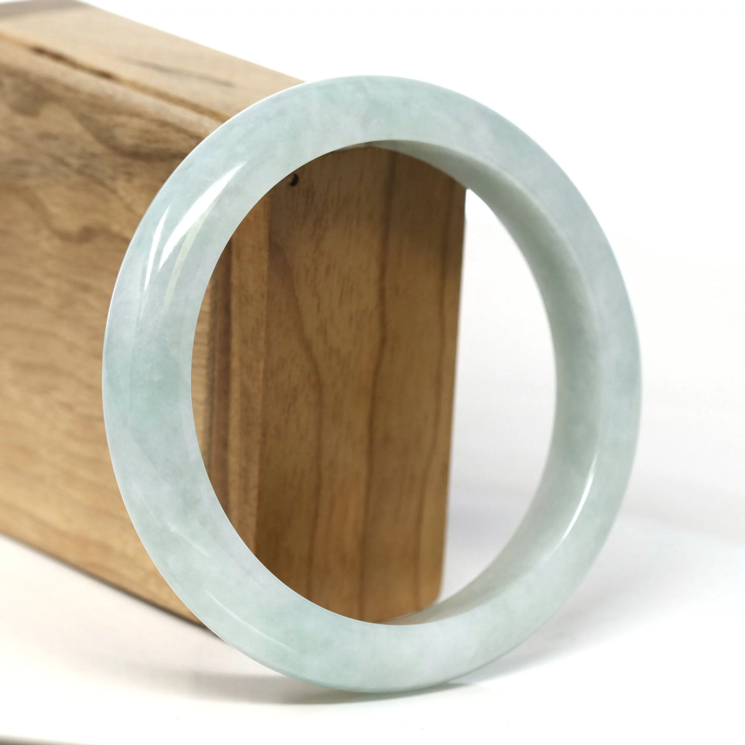 Baikalla Natural Burmese Light Green Jadeite Jade Bangle Bracelet (62.21mm) #T301
