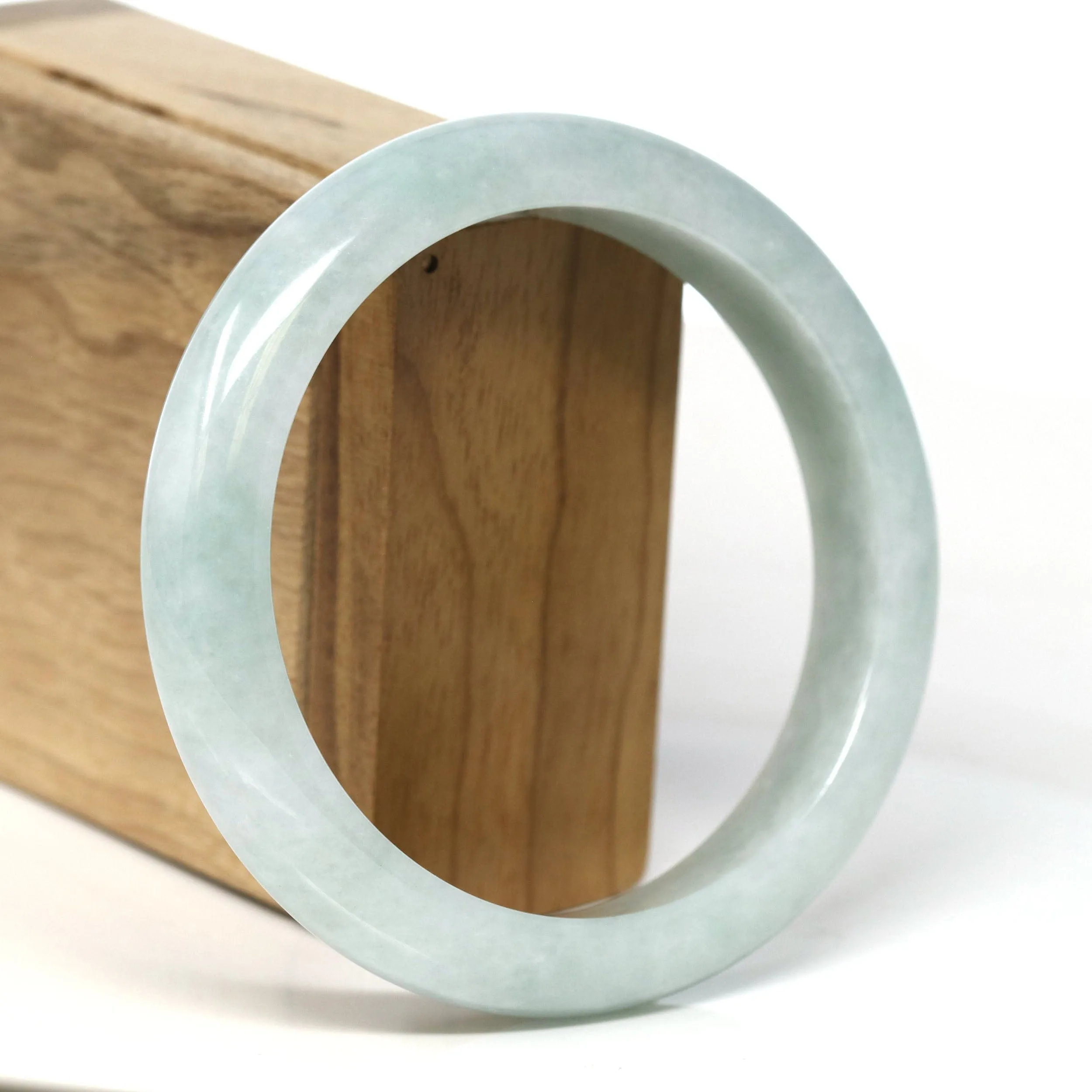 Baikalla Natural Burmese Light Green Jadeite Jade Bangle Bracelet (62.21mm) #T301
