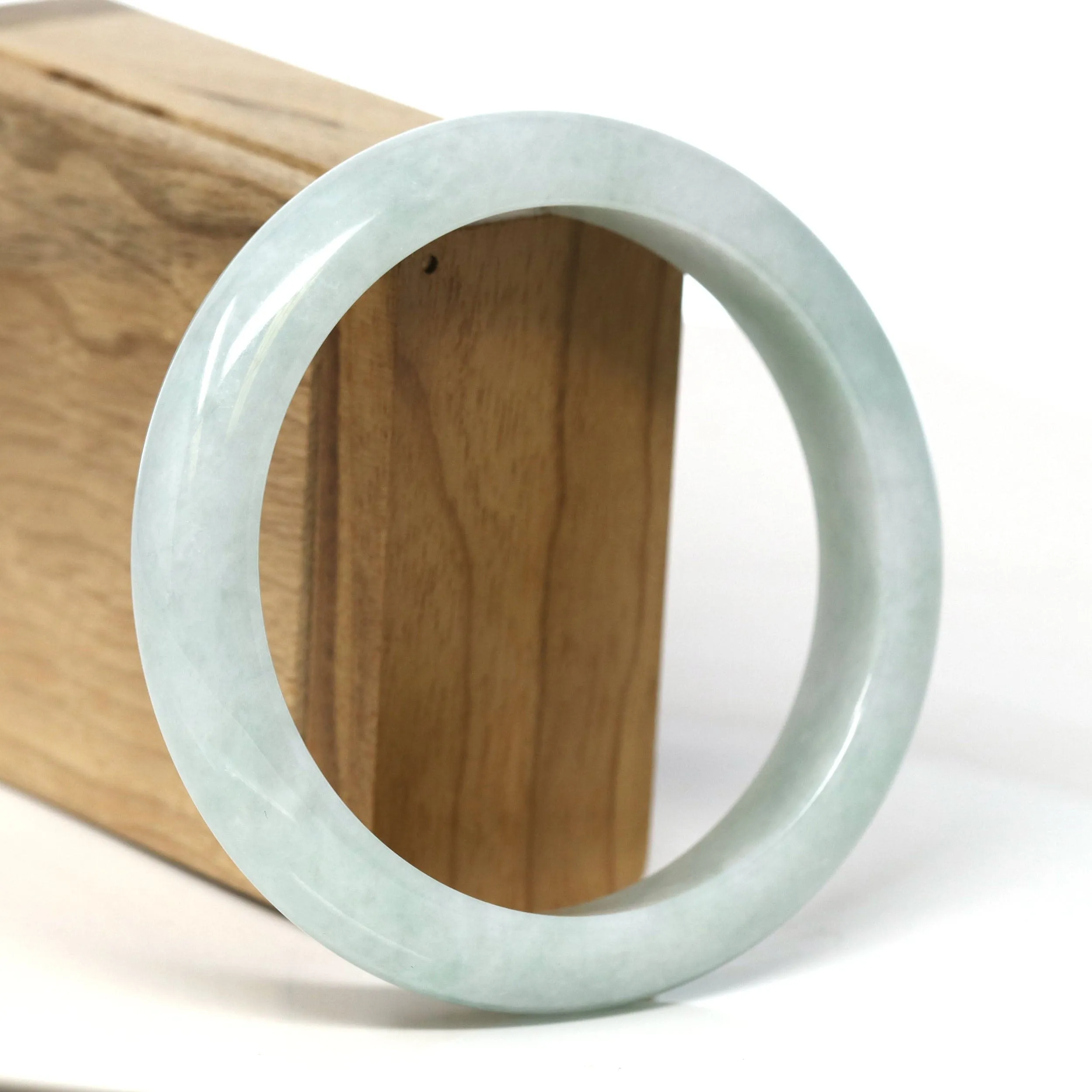 Baikalla Natural Burmese Light Green Jadeite Jade Bangle Bracelet (62.21mm) #T301