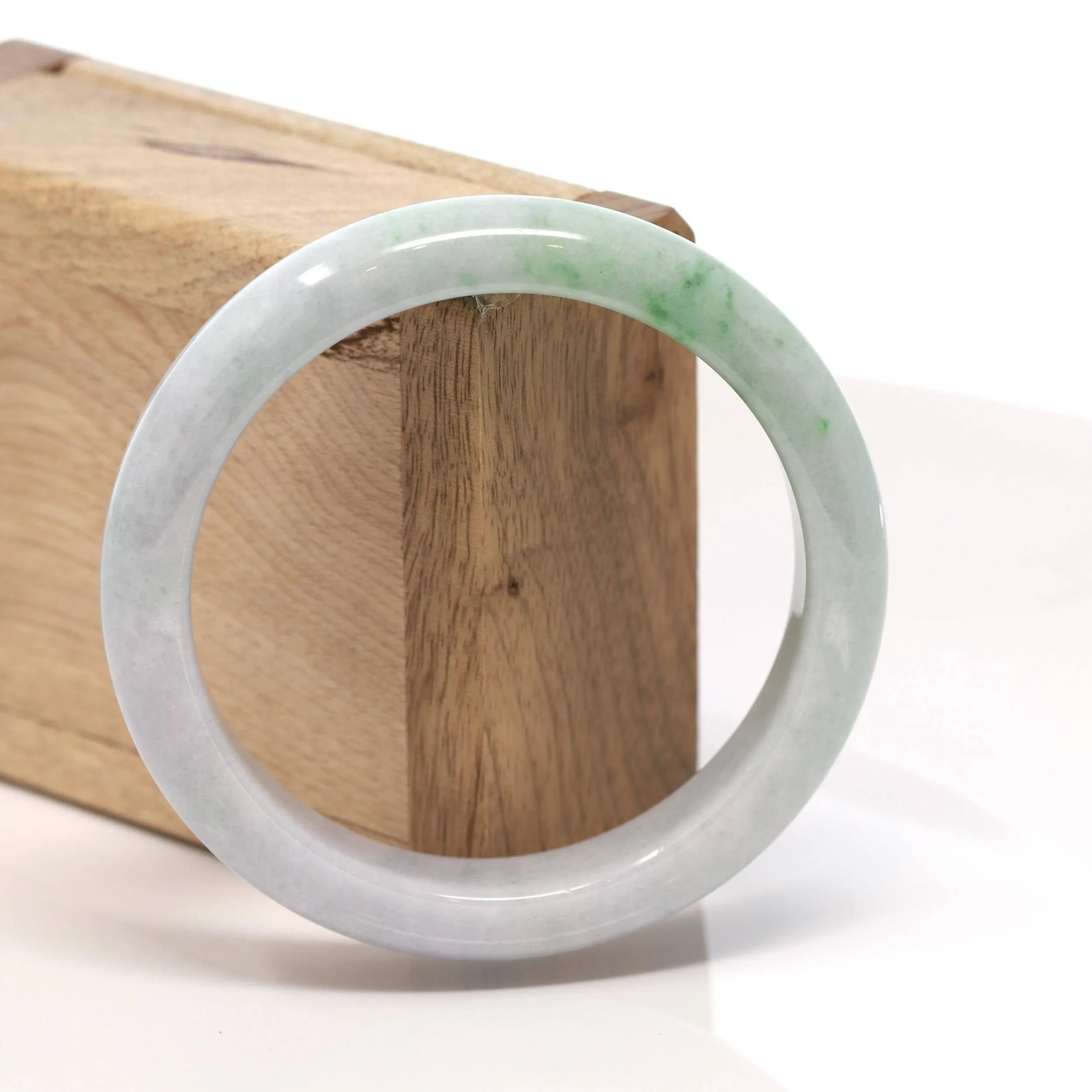 Baikalla™ "Classic Bangle" Genuine Burmese Green Jadeite Jade Bangle Bracelet (58.28 mm) #176