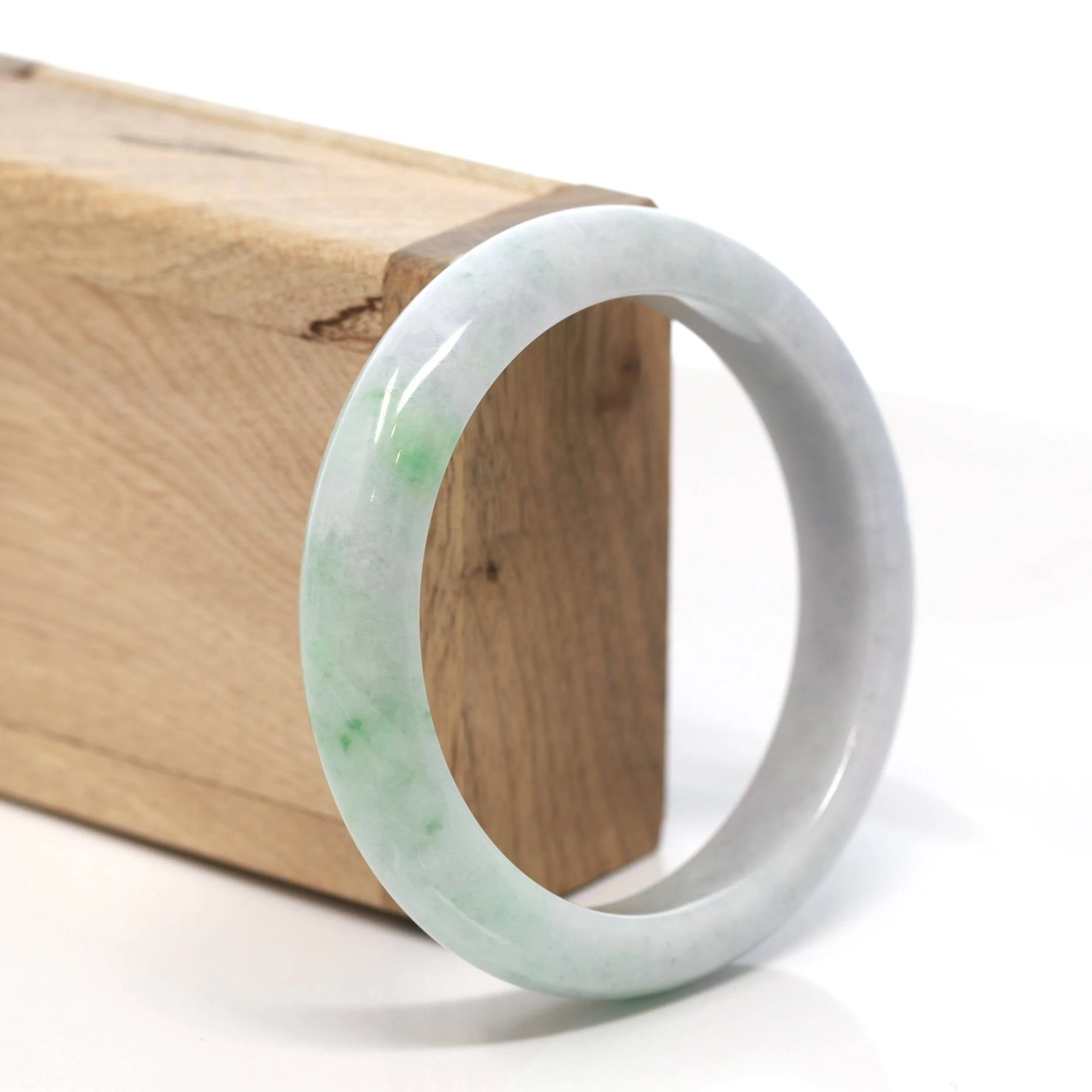Baikalla™ "Classic Bangle" Genuine Burmese Green Jadeite Jade Bangle Bracelet (58.28 mm) #176