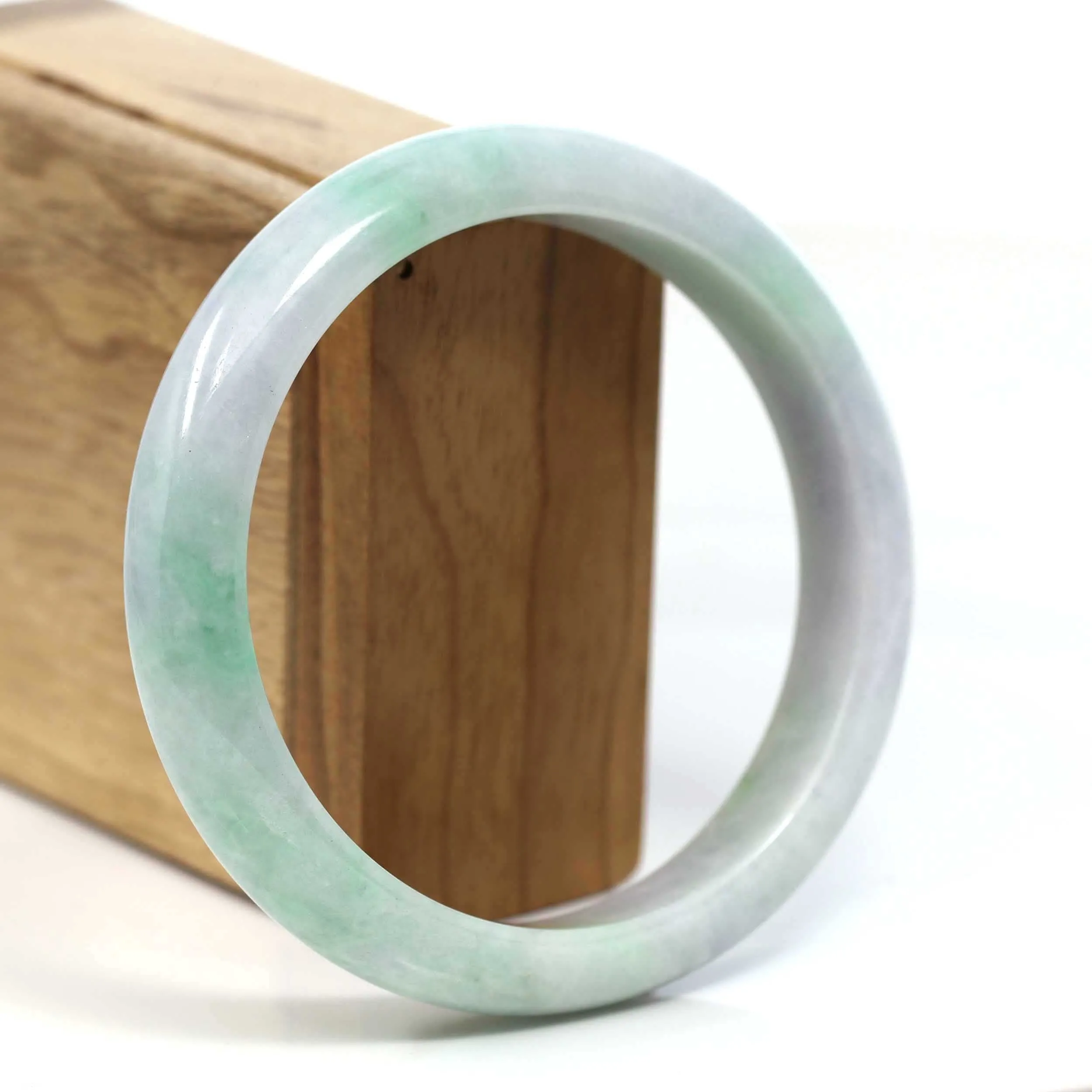 Baikalla™ "Classic Bangle" Genuine Burmese Green Jadeite Jade Bangle Bracelet (62.71mm) #T228