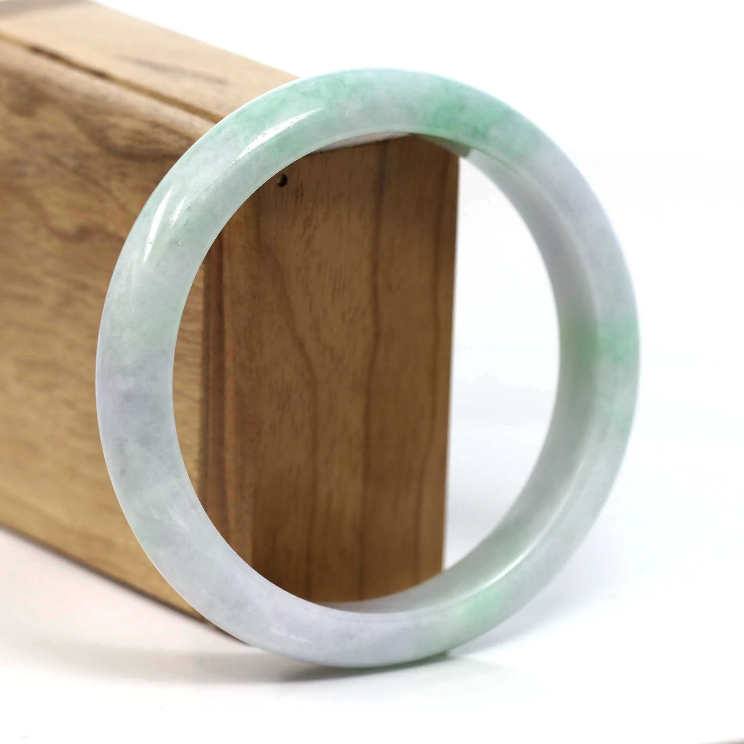 Baikalla™ "Classic Bangle" Genuine Burmese Green Jadeite Jade Bangle Bracelet (62.71mm) #T228