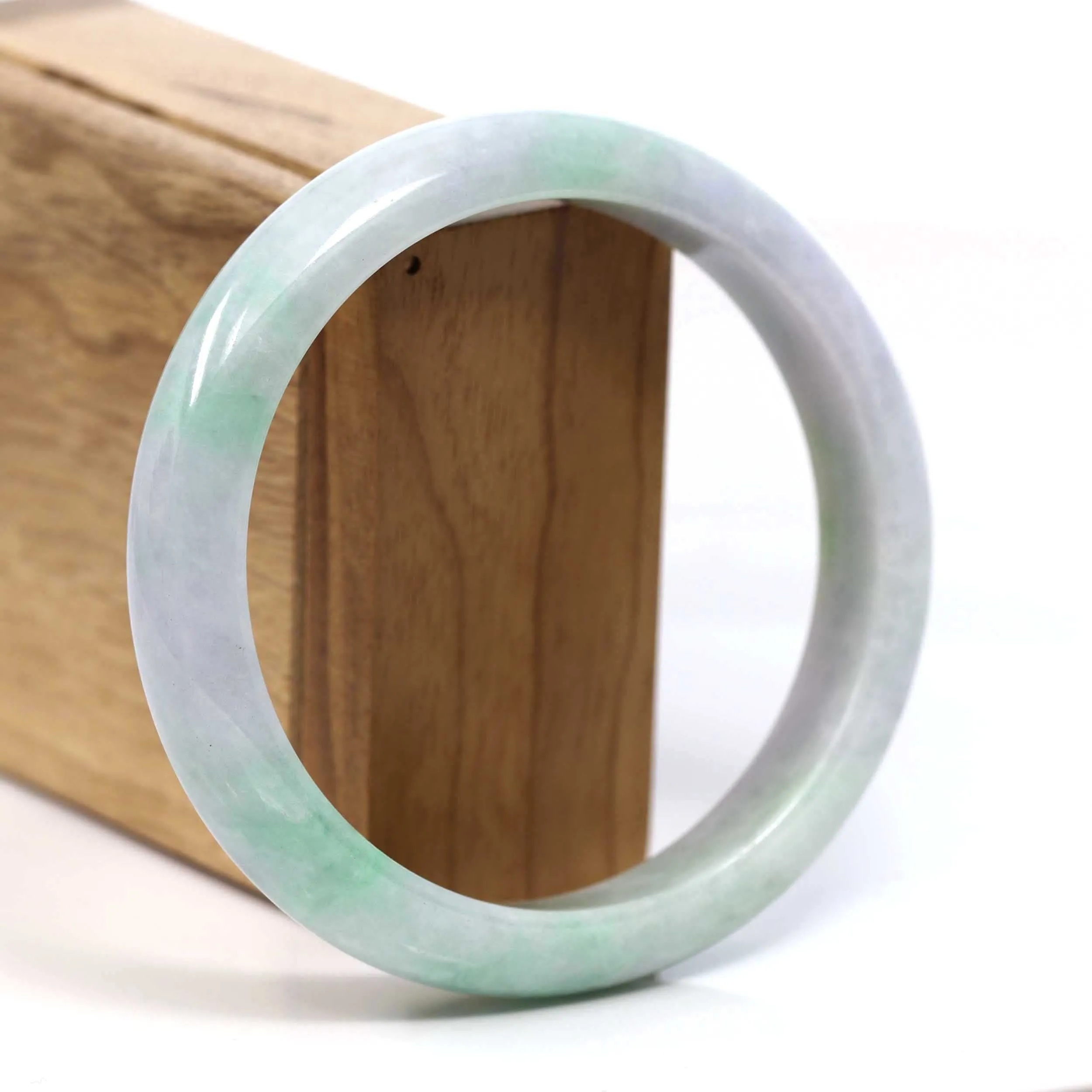 Baikalla™ "Classic Bangle" Genuine Burmese Green Jadeite Jade Bangle Bracelet (62.71mm) #T228