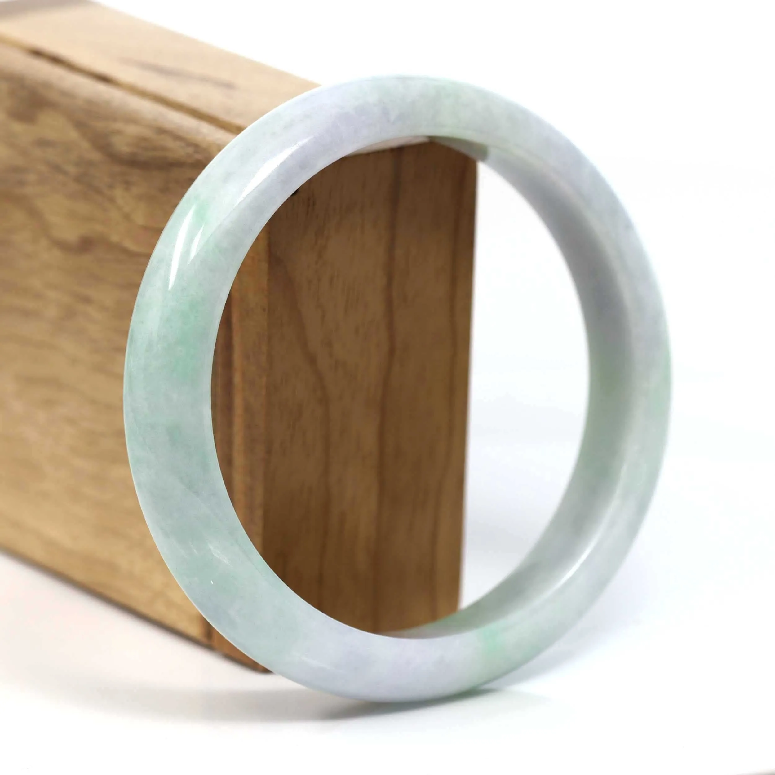Baikalla™ "Classic Bangle" Genuine Burmese Green Jadeite Jade Bangle Bracelet (62.71mm) #T228