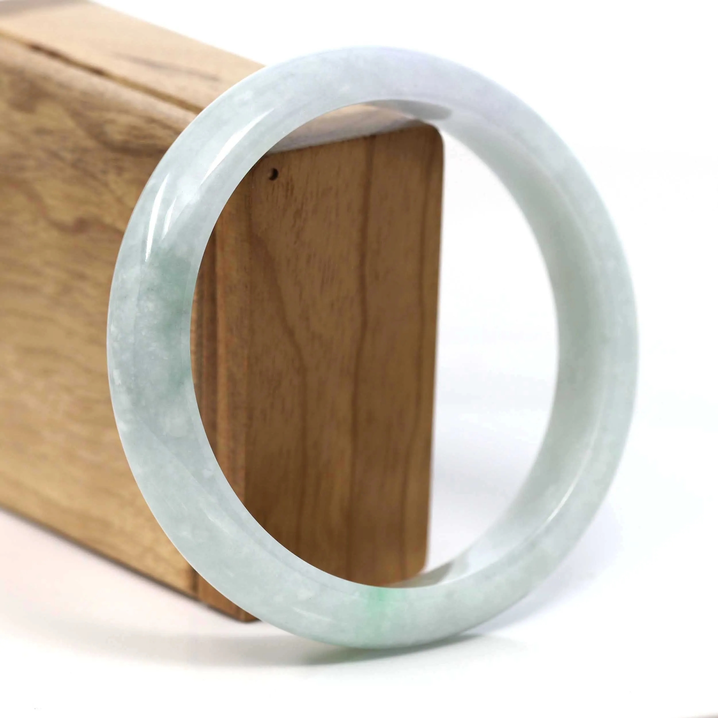 Baikalla™ "Classic Bangle" Genuine Burmese Green Jadeite Jade Bangle Bracelet (62.71mm) #T231