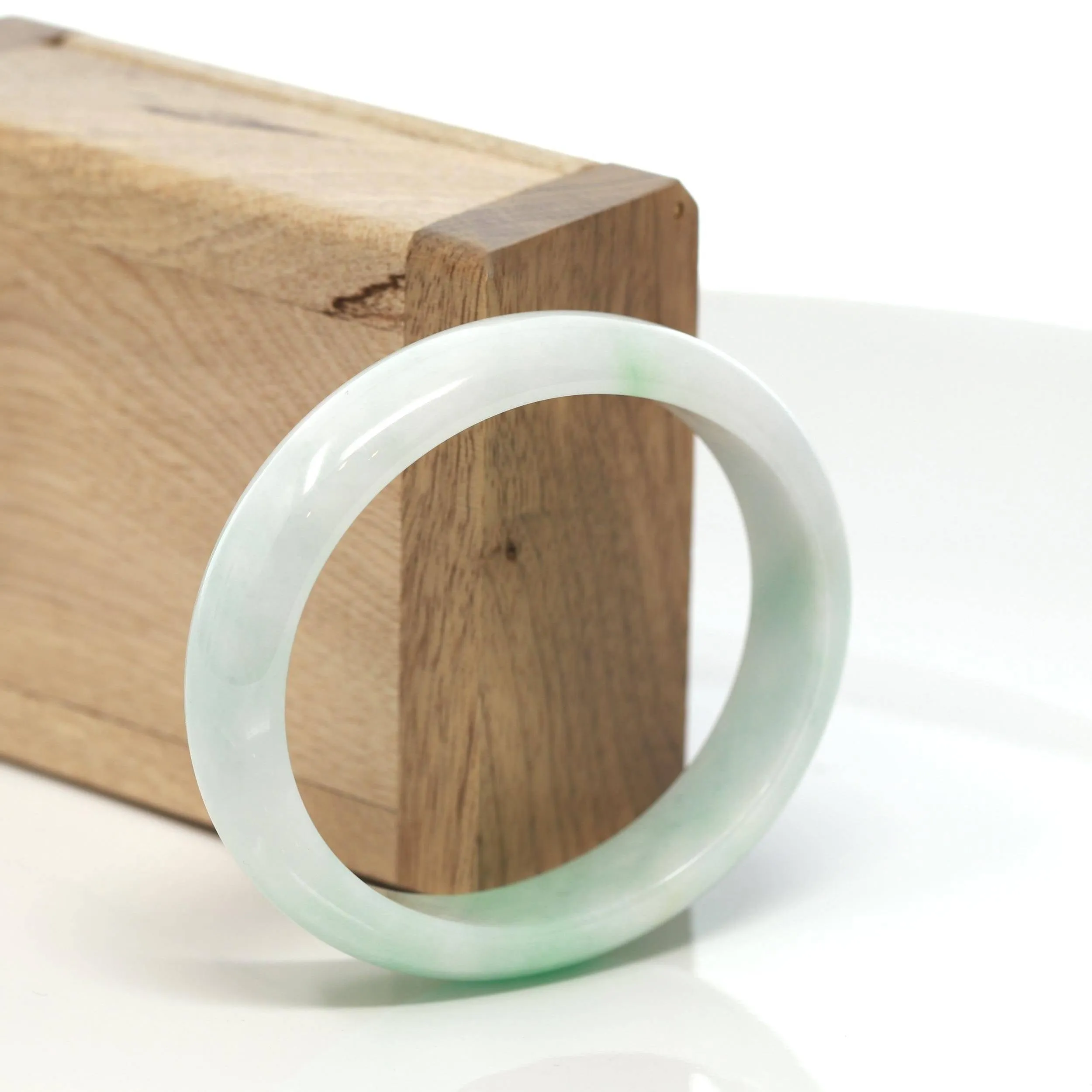 Baikalla™ "Classic Bangle" Genuine Burmese Green Jadeite Jade Oval Bangle Bracelet (58.3 mm) #161