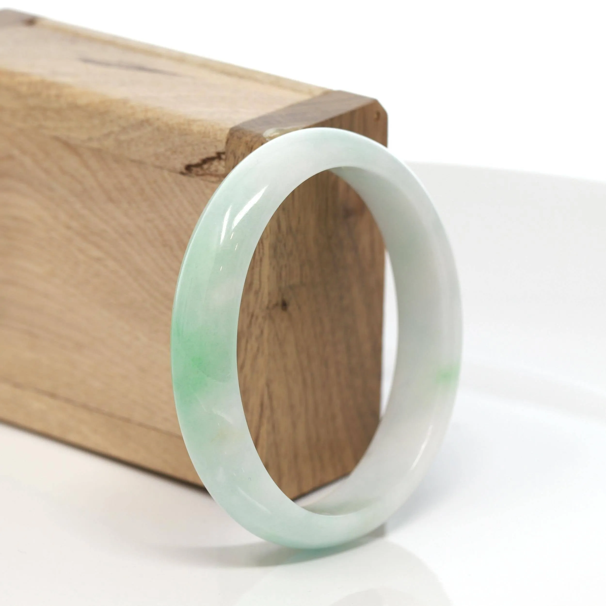 Baikalla™ "Classic Bangle" Genuine Burmese Green Jadeite Jade Oval Bangle Bracelet (58.3 mm) #161
