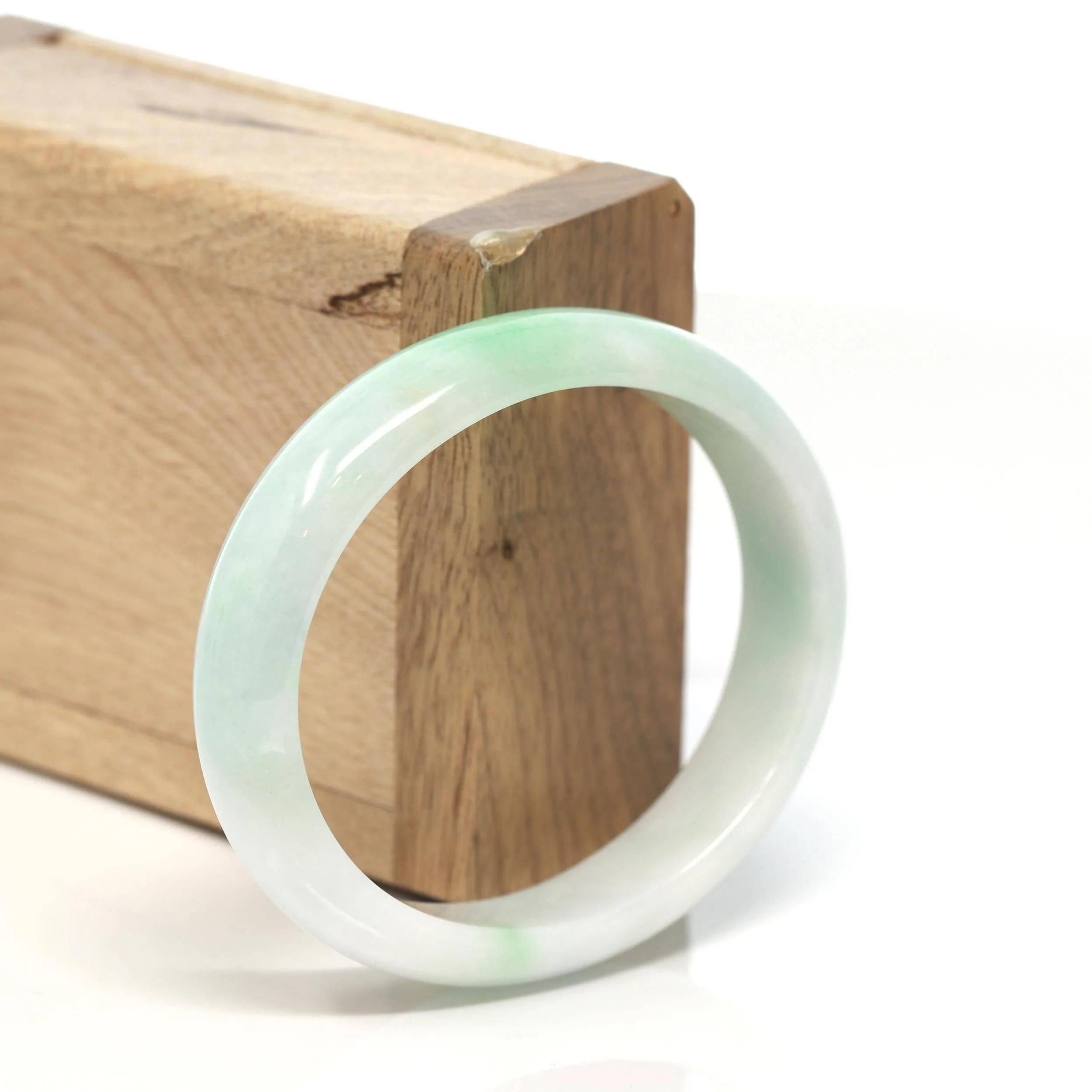 Baikalla™ "Classic Bangle" Genuine Burmese Green Jadeite Jade Oval Bangle Bracelet (58.3 mm) #161