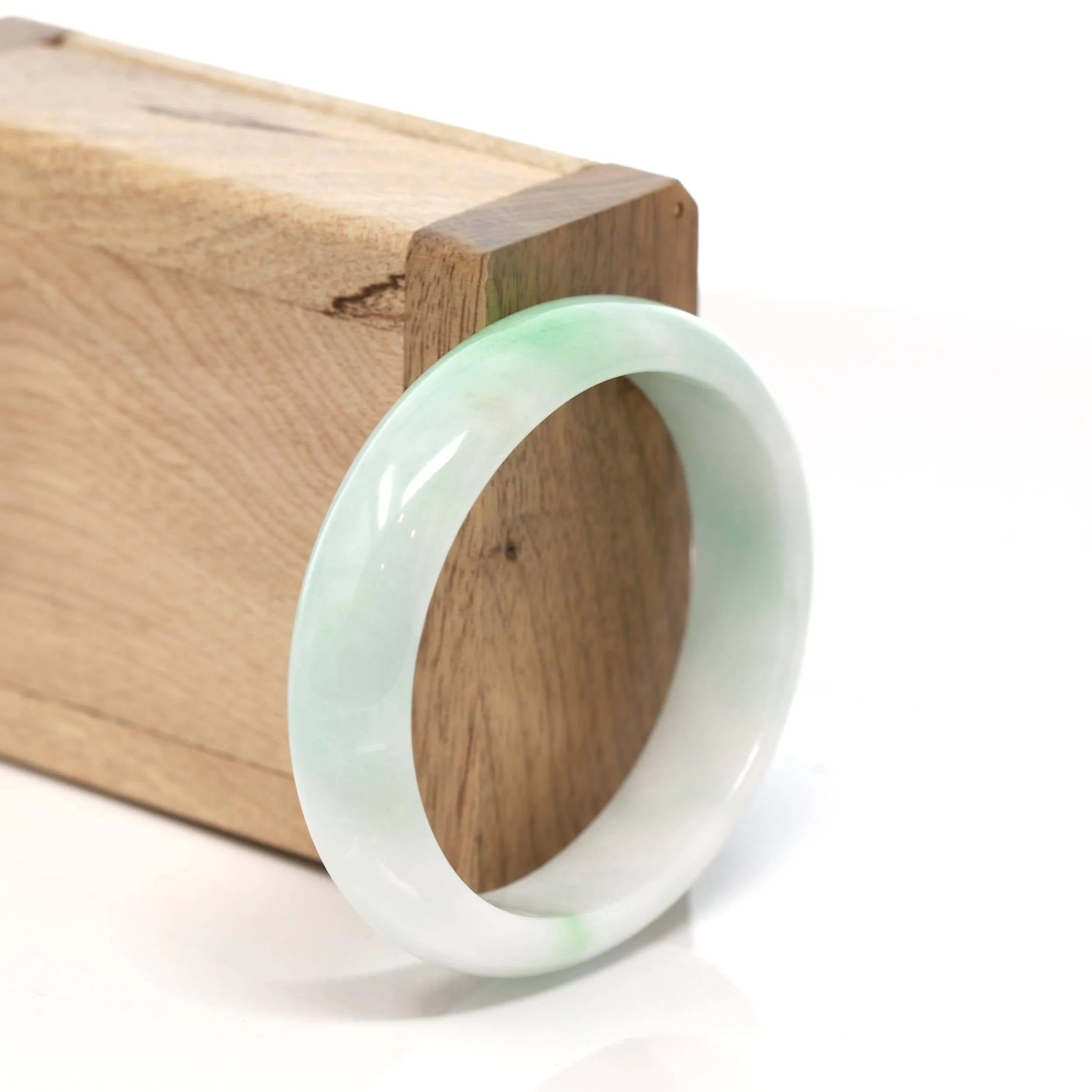 Baikalla™ "Classic Bangle" Genuine Burmese Green Jadeite Jade Oval Bangle Bracelet (58.3 mm) #161