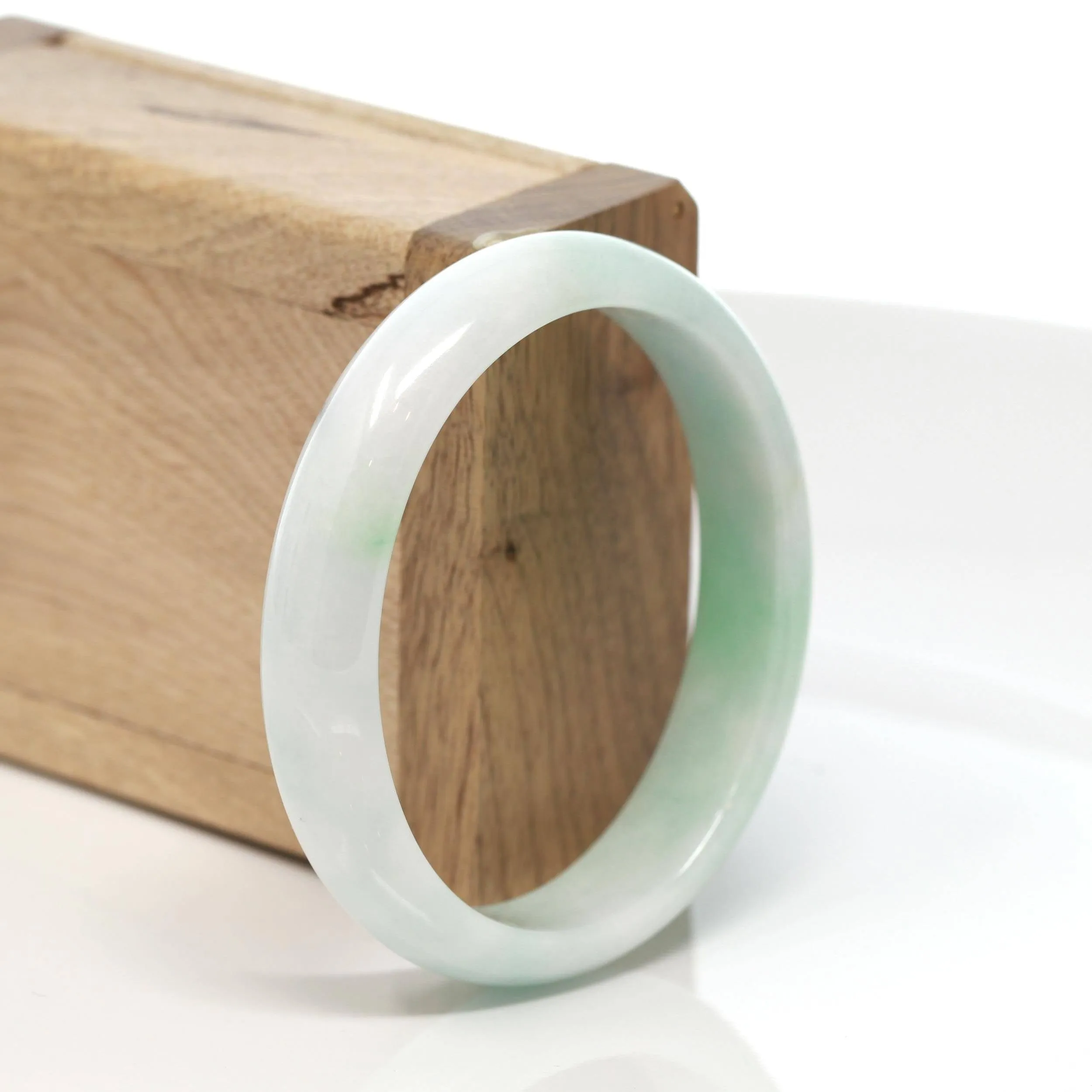 Baikalla™ "Classic Bangle" Genuine Burmese Green Jadeite Jade Oval Bangle Bracelet (58.3 mm) #161