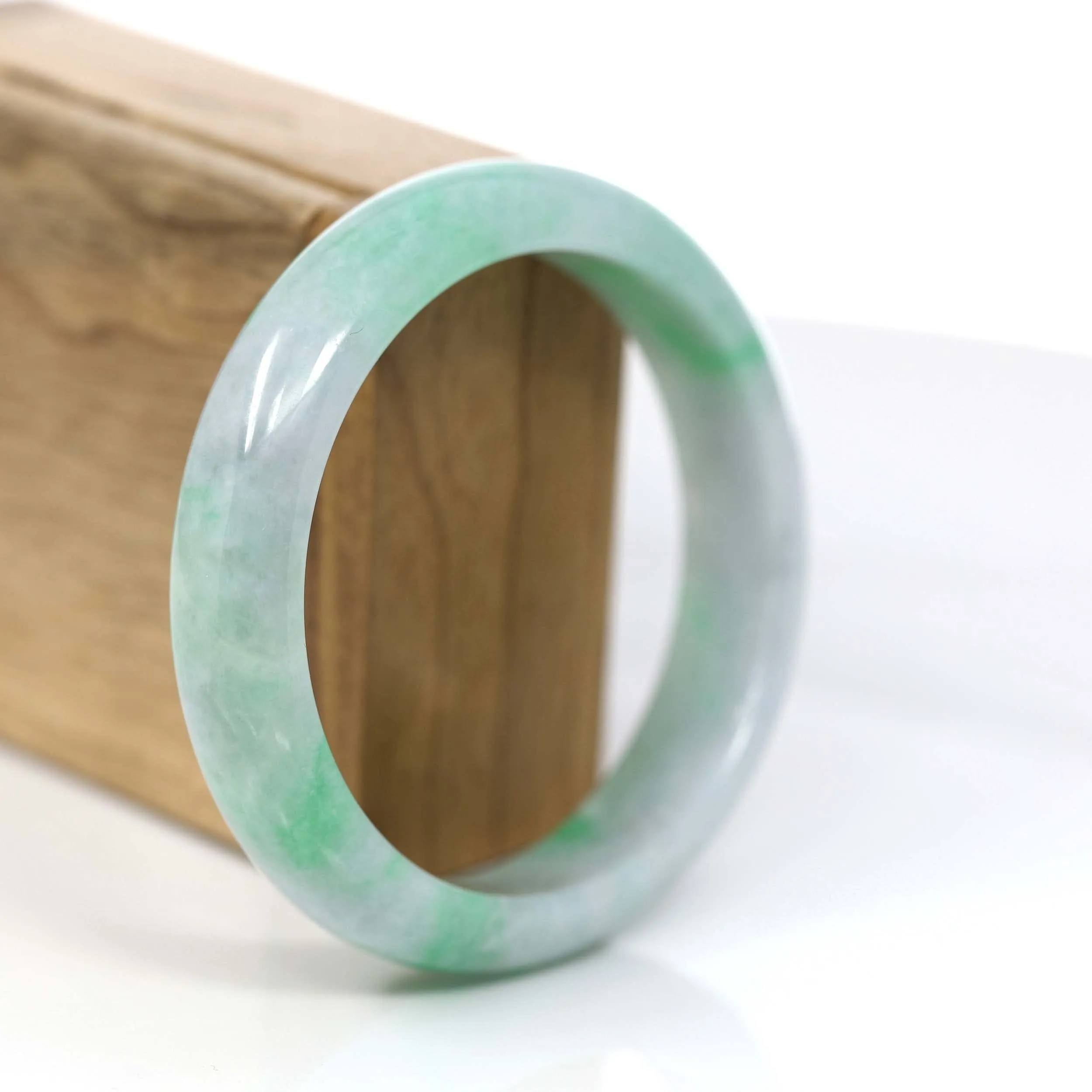 Baikalla™ "Classic Bangle" Genuine Jadeite Jade Green Bangle Bracelet (59.39mm)#875