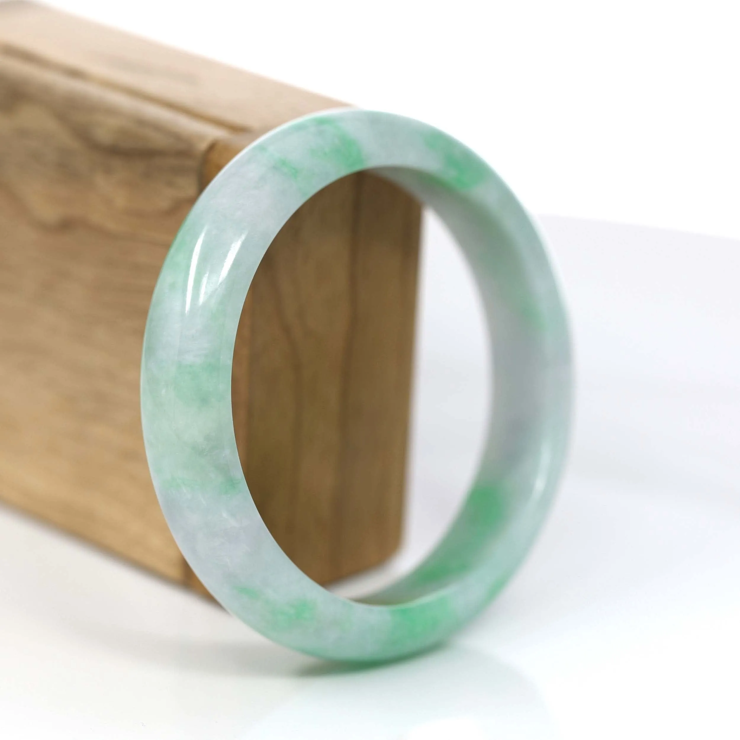 Baikalla™ "Classic Bangle" Genuine Jadeite Jade Green Bangle Bracelet (59.39mm)#875
