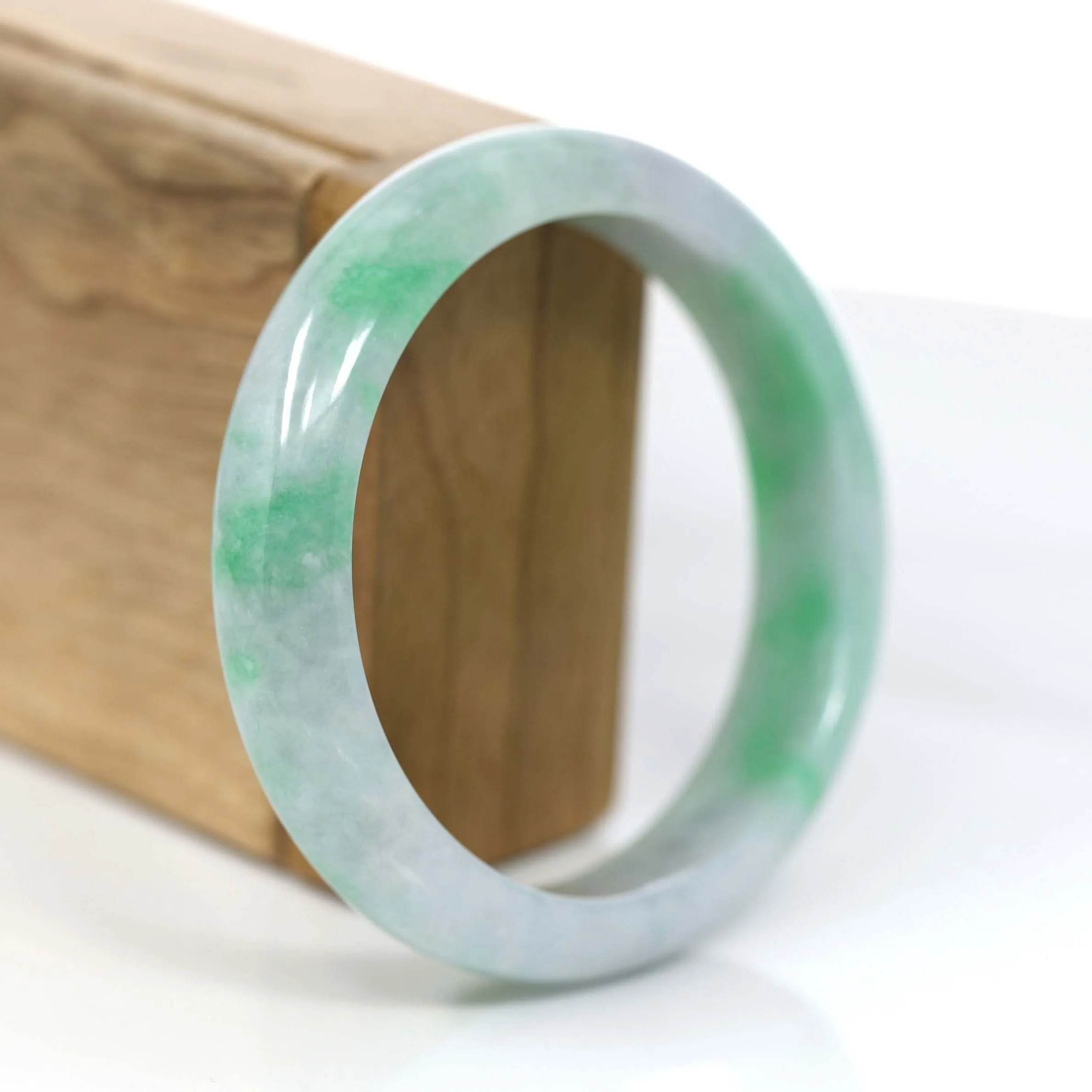 Baikalla™ "Classic Bangle" Genuine Jadeite Jade Green Bangle Bracelet (59.39mm)#875