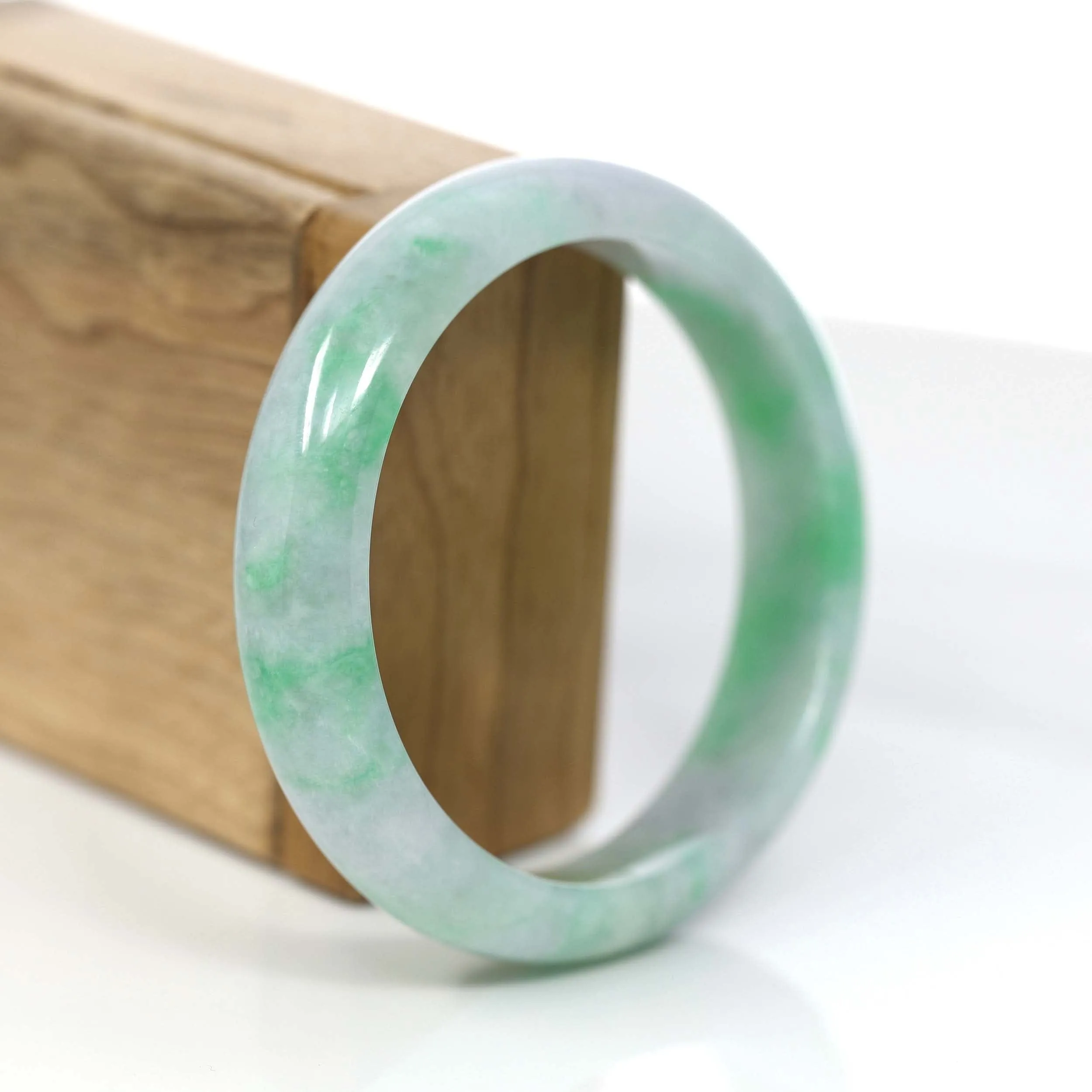 Baikalla™ "Classic Bangle" Genuine Jadeite Jade Green Bangle Bracelet (59.39mm)#875