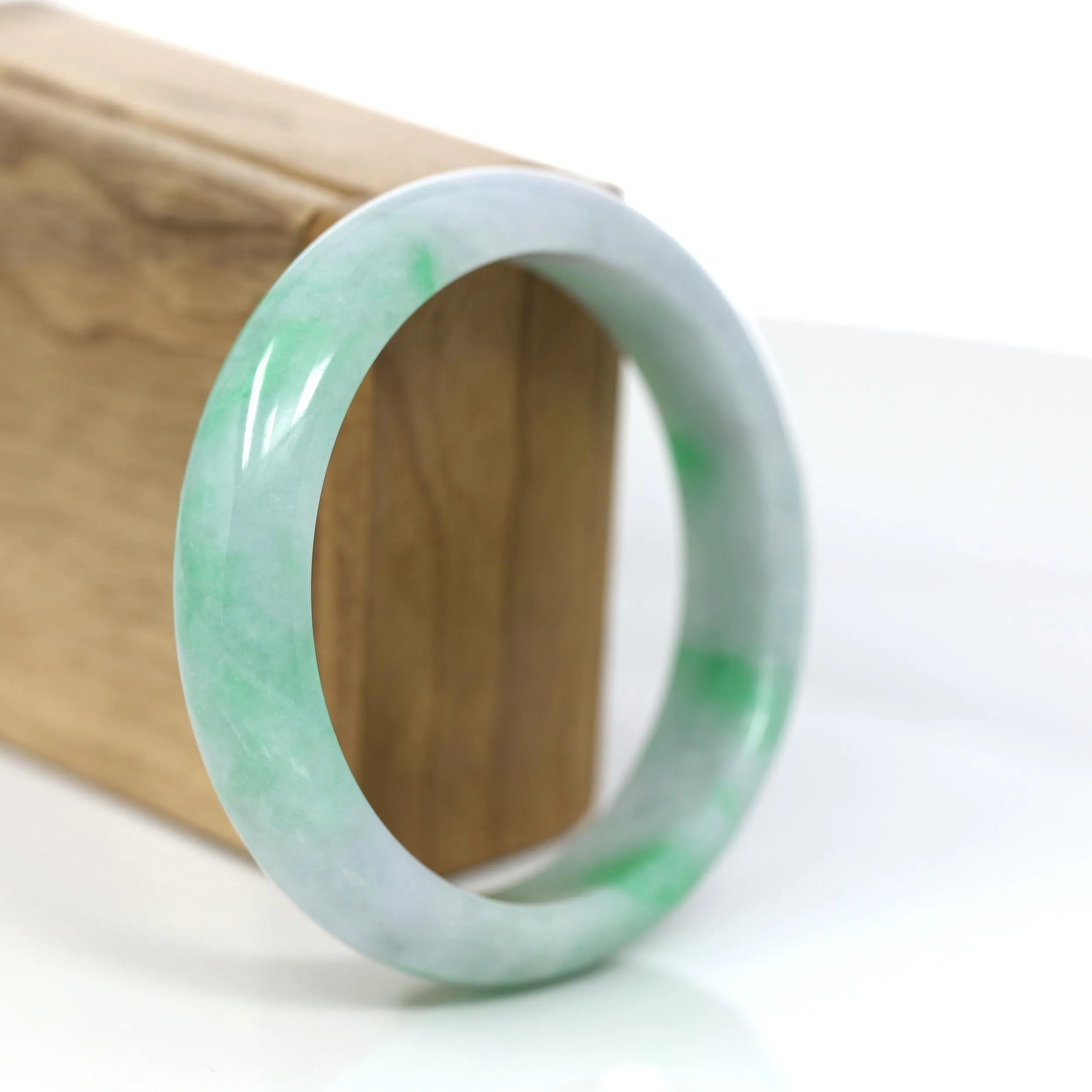 Baikalla™ "Classic Bangle" Genuine Jadeite Jade Green Bangle Bracelet (59.39mm)#875