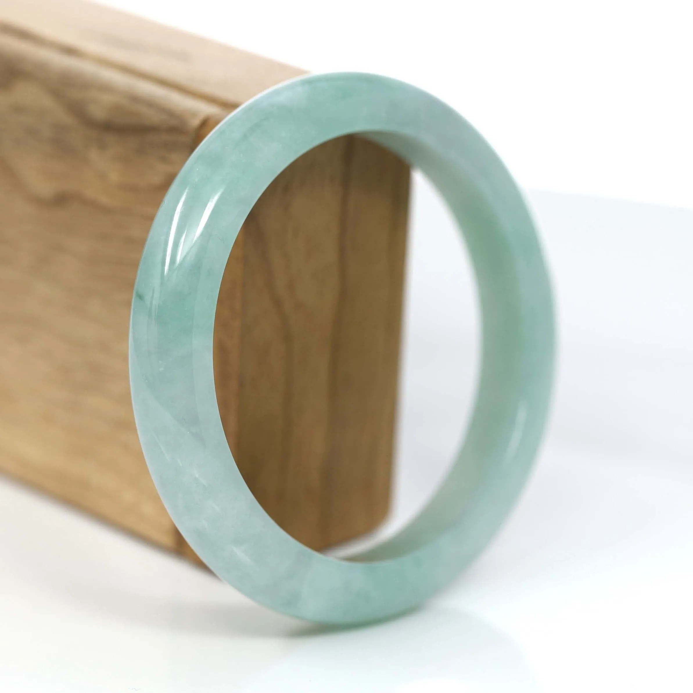 Baikalla™ "Classic Bangle" Genuine Jadeite Jade Green Bangle Bracelet (59.63mm)#369