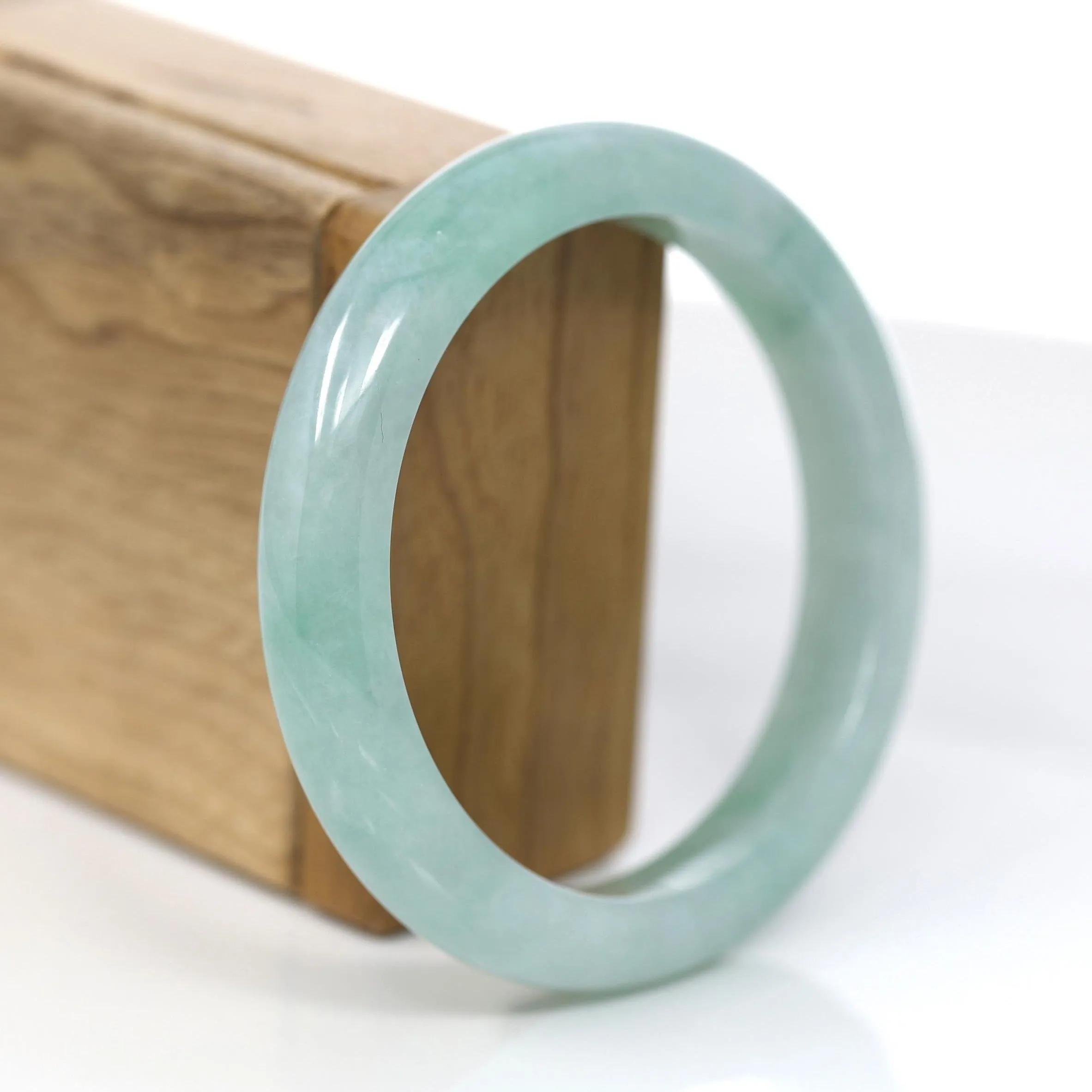 Baikalla™ "Classic Bangle" Genuine Jadeite Jade Green Bangle Bracelet (59.63mm)#369